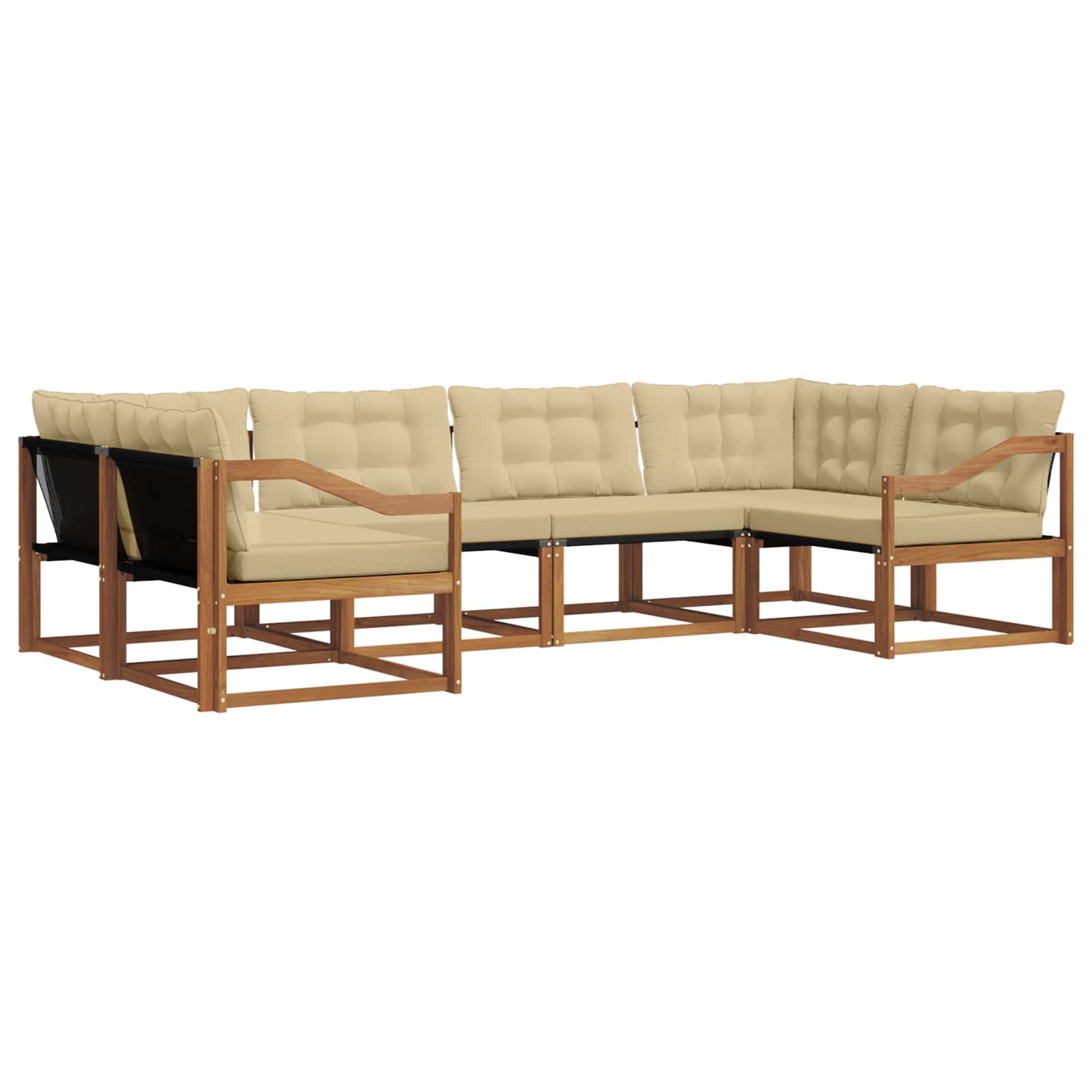 Outdoor-Sofagarnitur 6 stk. Natur und Beige