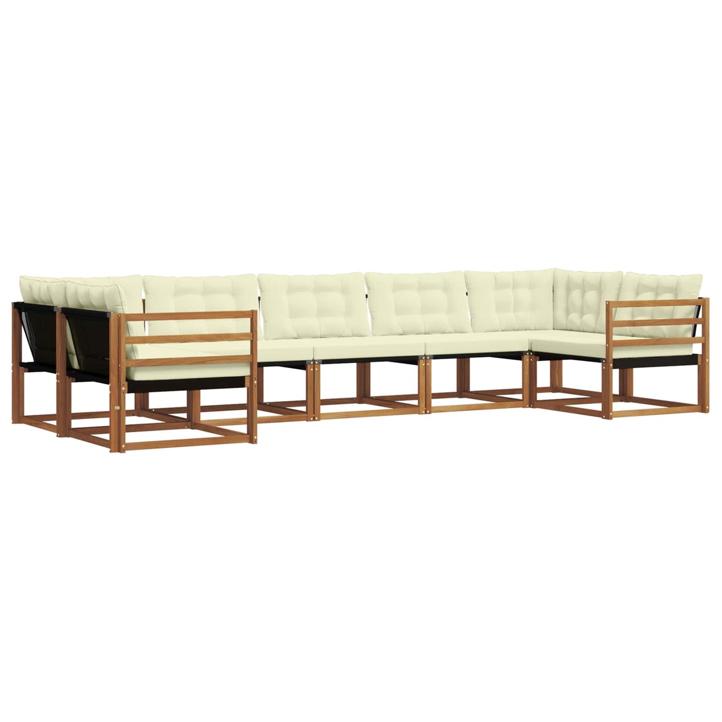 Outdoor-Sofagarnitur 7 stk. Natur und Creme