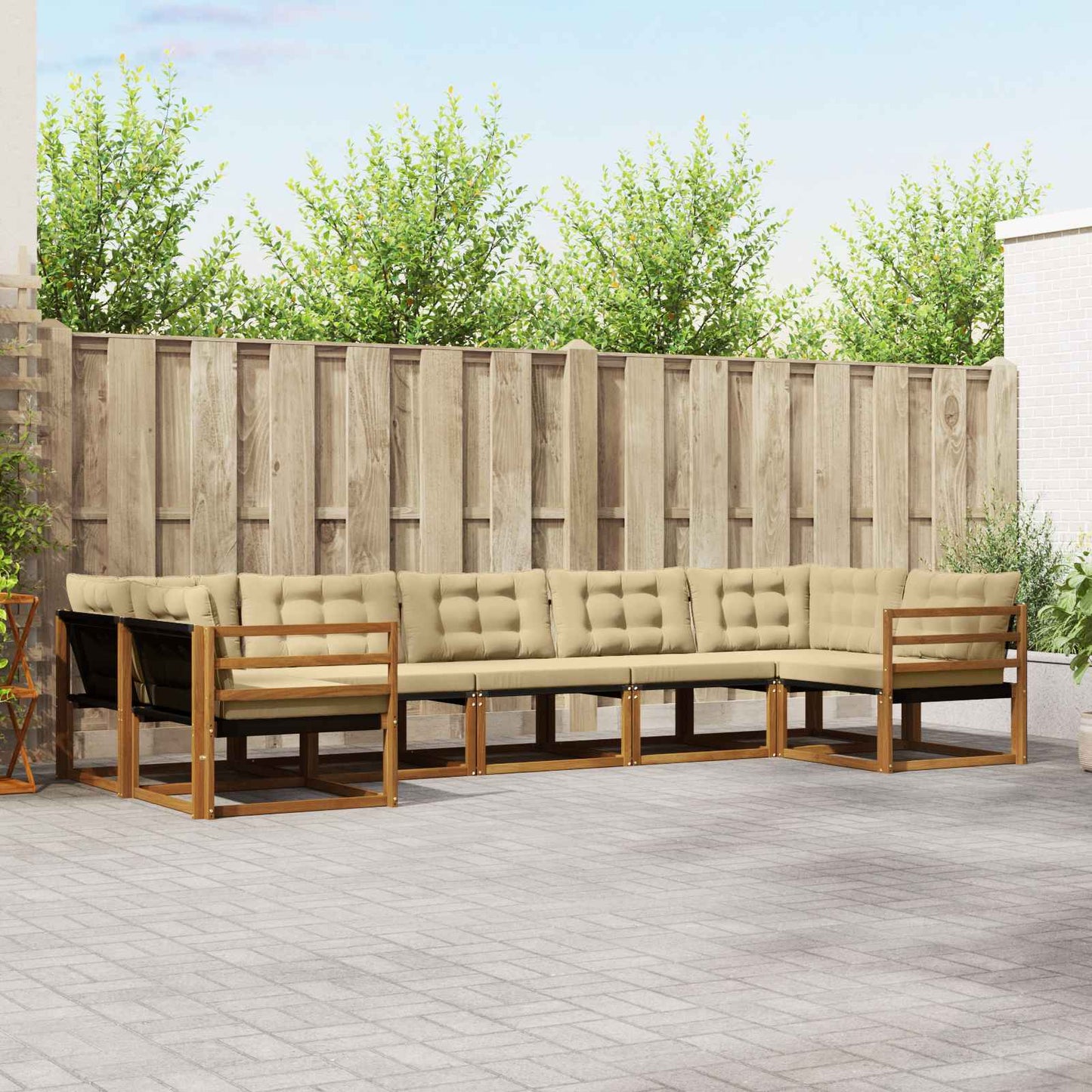 Outdoor-Sofagarnitur 7 stk. Natur und Beige