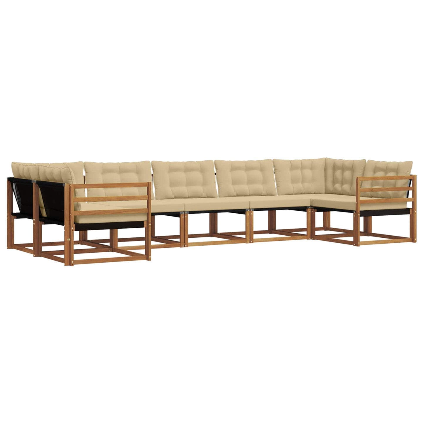 Outdoor-Sofagarnitur 7 stk. Natur und Beige