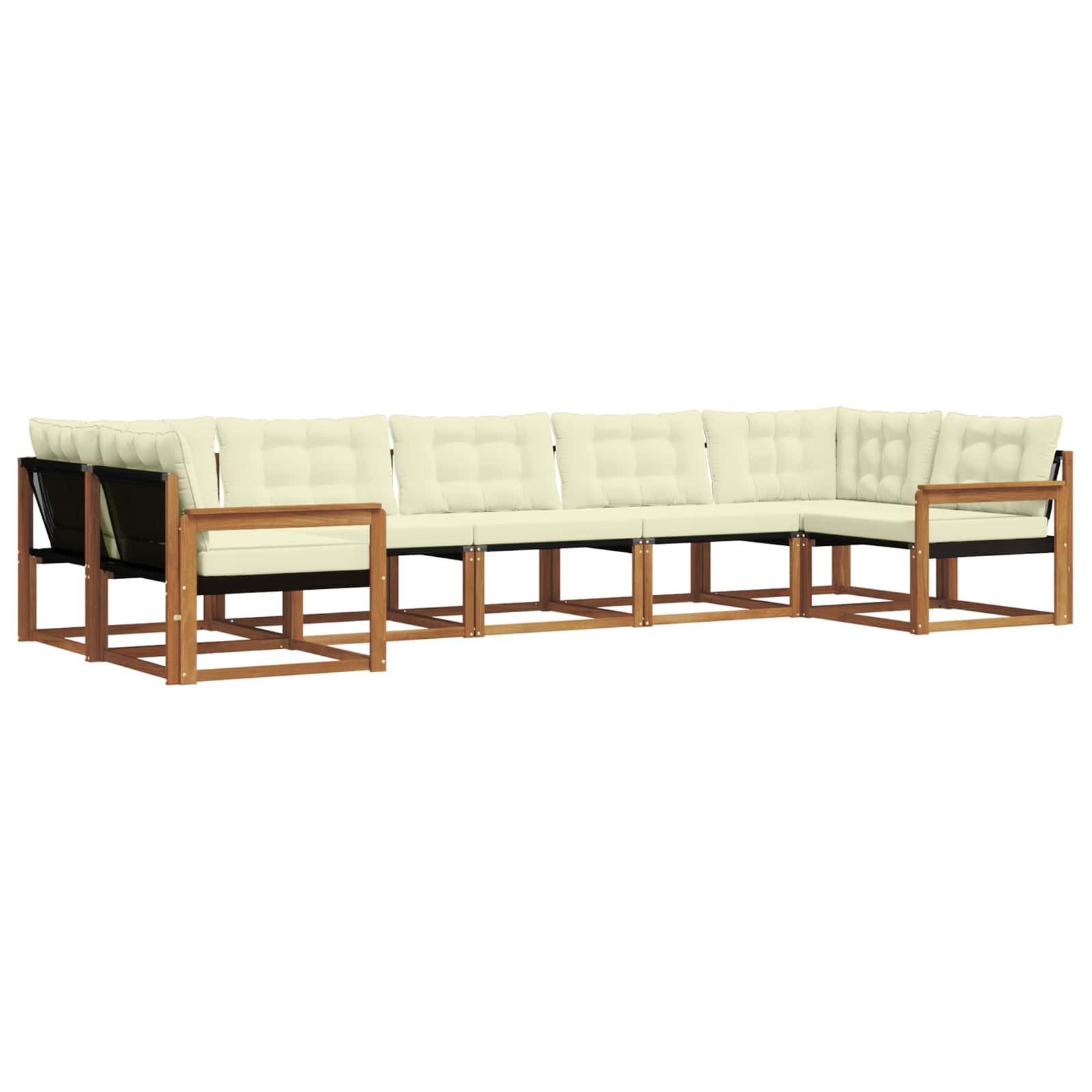 Outdoor-Sofagarnitur mit Kissen 7 pcs Natur und Creme