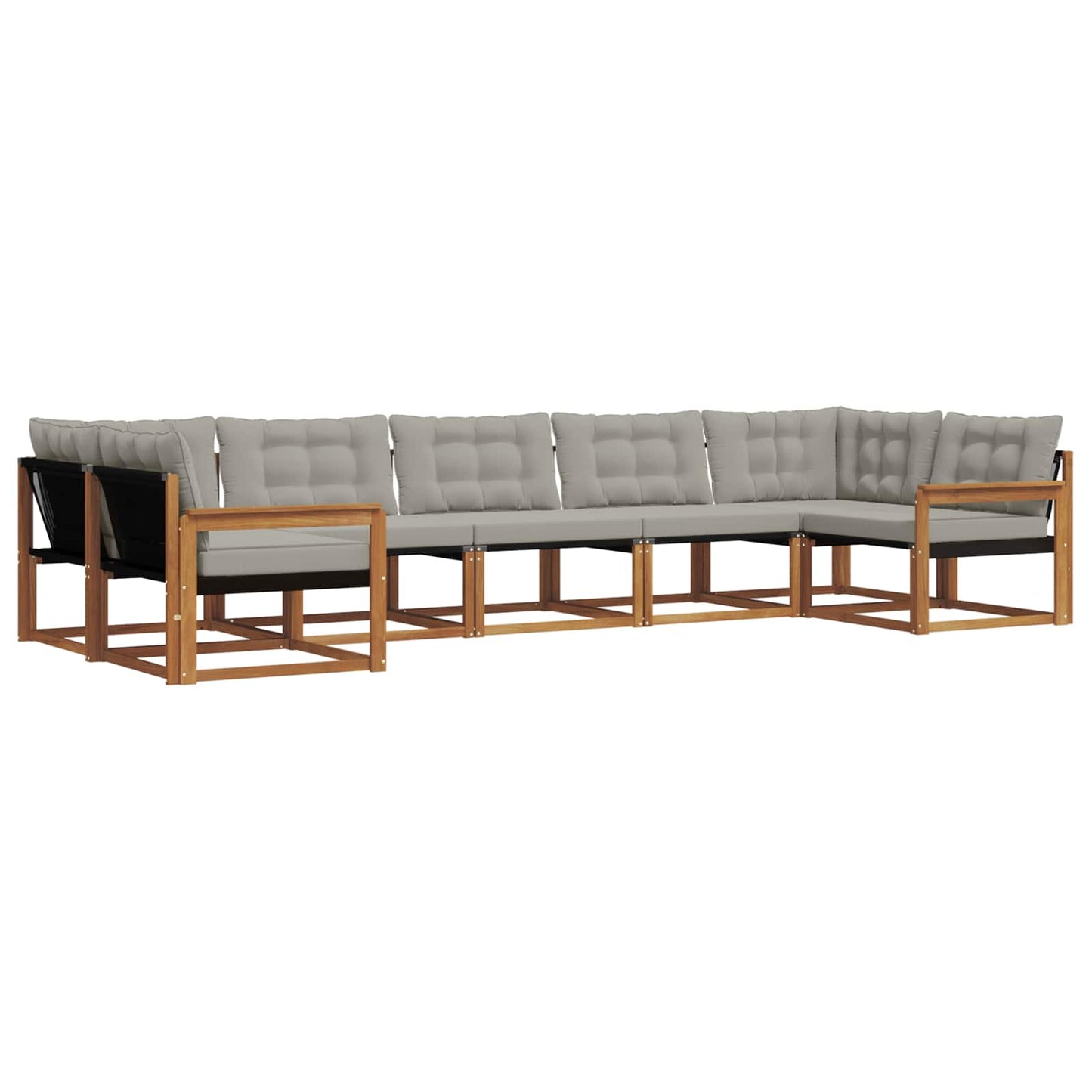 Outdoor-Sofagarnitur mit Kissen 7 pcs Natürlich und Hellgrau