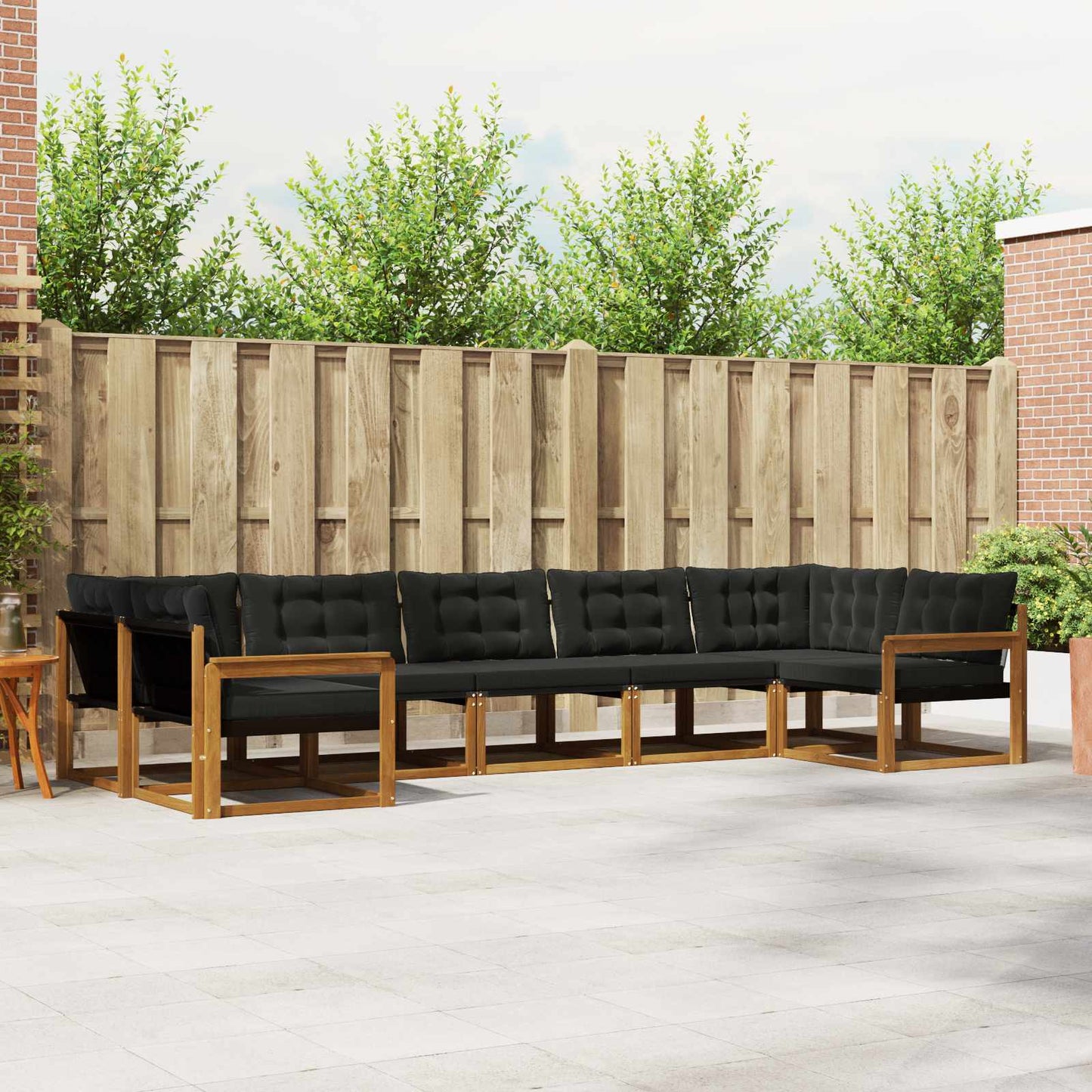 Outdoor-Sofagarnitur mit Kissen 7 pcs Natürlich und Schwarz