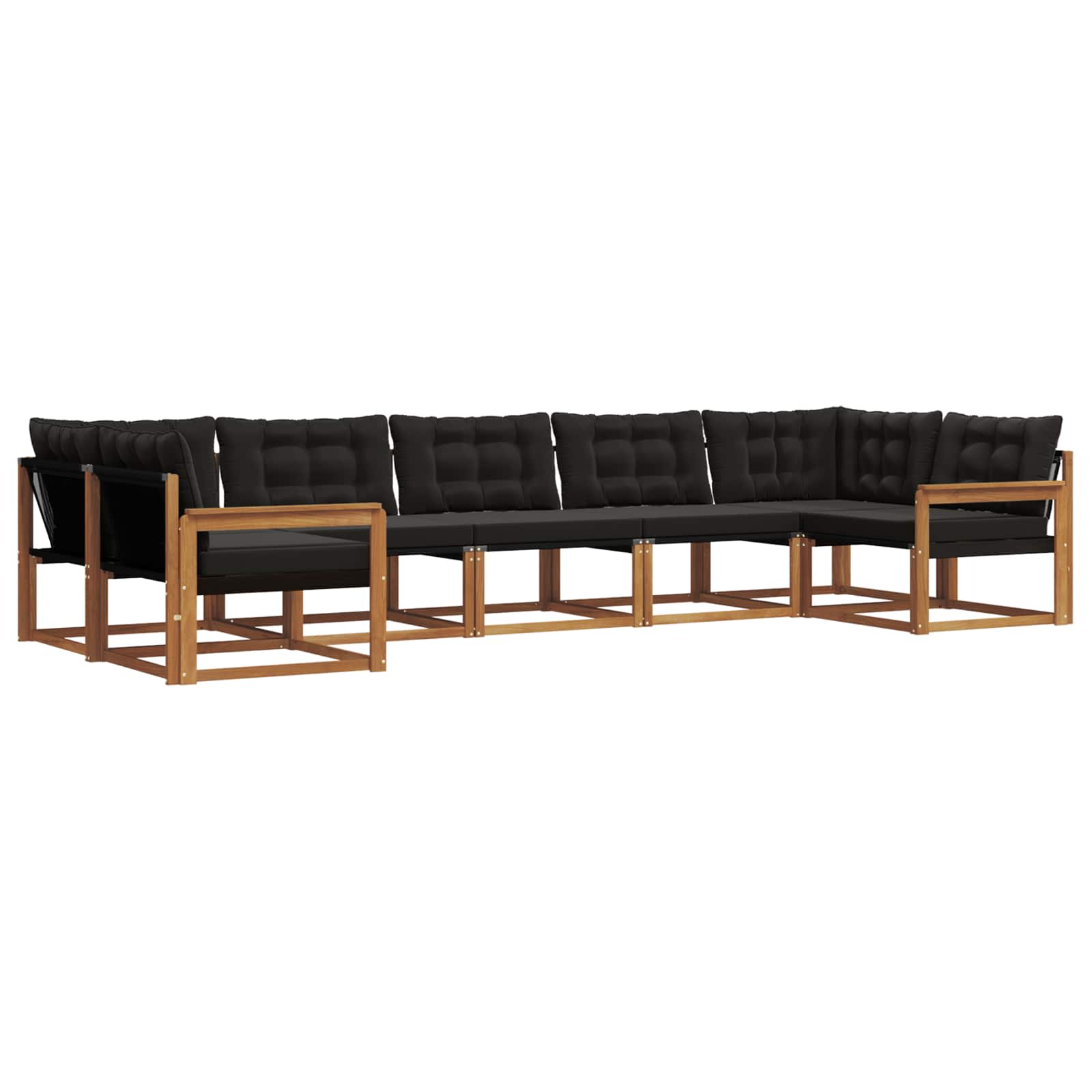 Outdoor-Sofagarnitur mit Kissen 7 pcs Natürlich und Schwarz