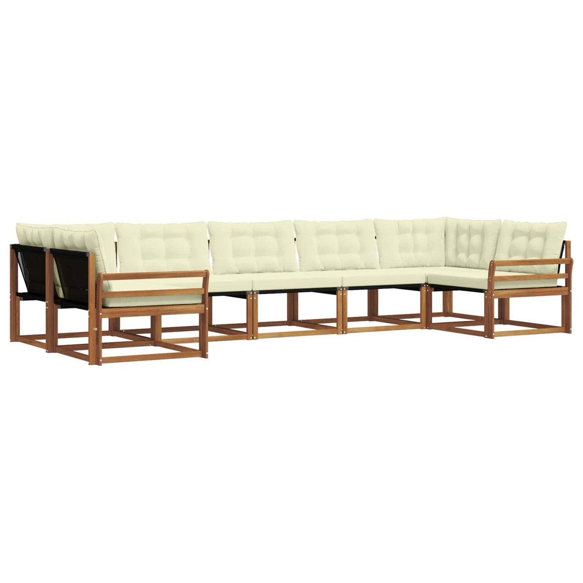 Outdoor-Sofagarnitur 7 stk. Natur und Creme