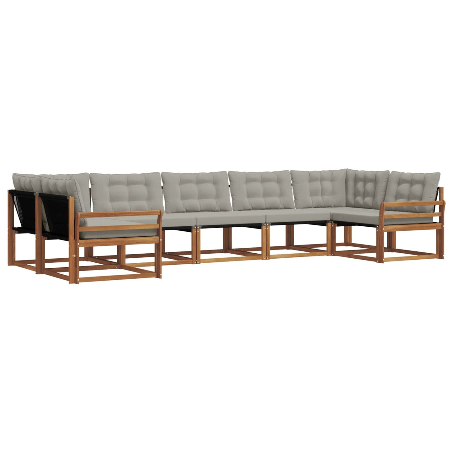 Outdoor-Sofagarnitur mit Kissen 7 pcs Natürlich und Hellgrau