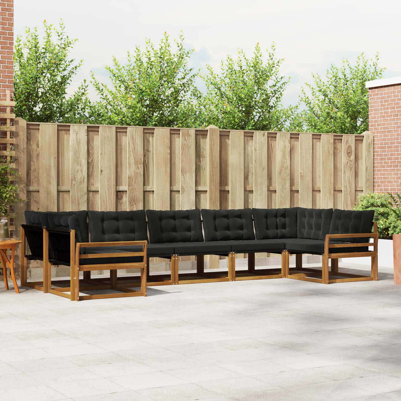 Outdoor-Sofagarnitur mit Kissen 7 pcs Natürlich und Schwarz