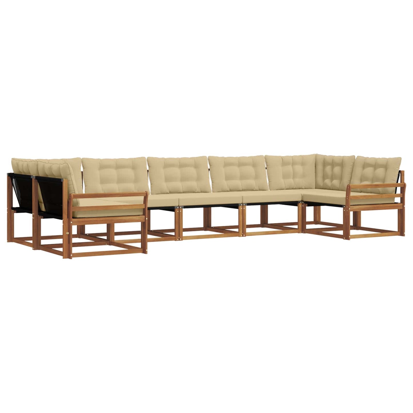 Outdoor-Sofagarnitur 7 stk. Natur und Beige
