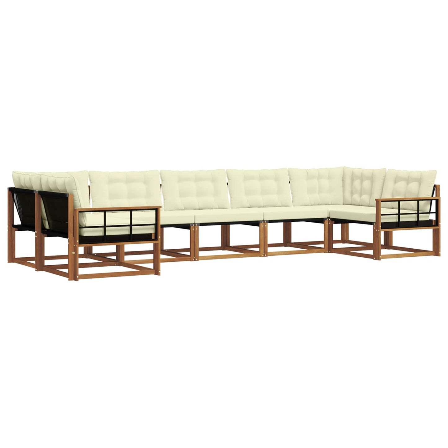 Outdoor-Sofagarnitur 7 stk. Natur und Creme