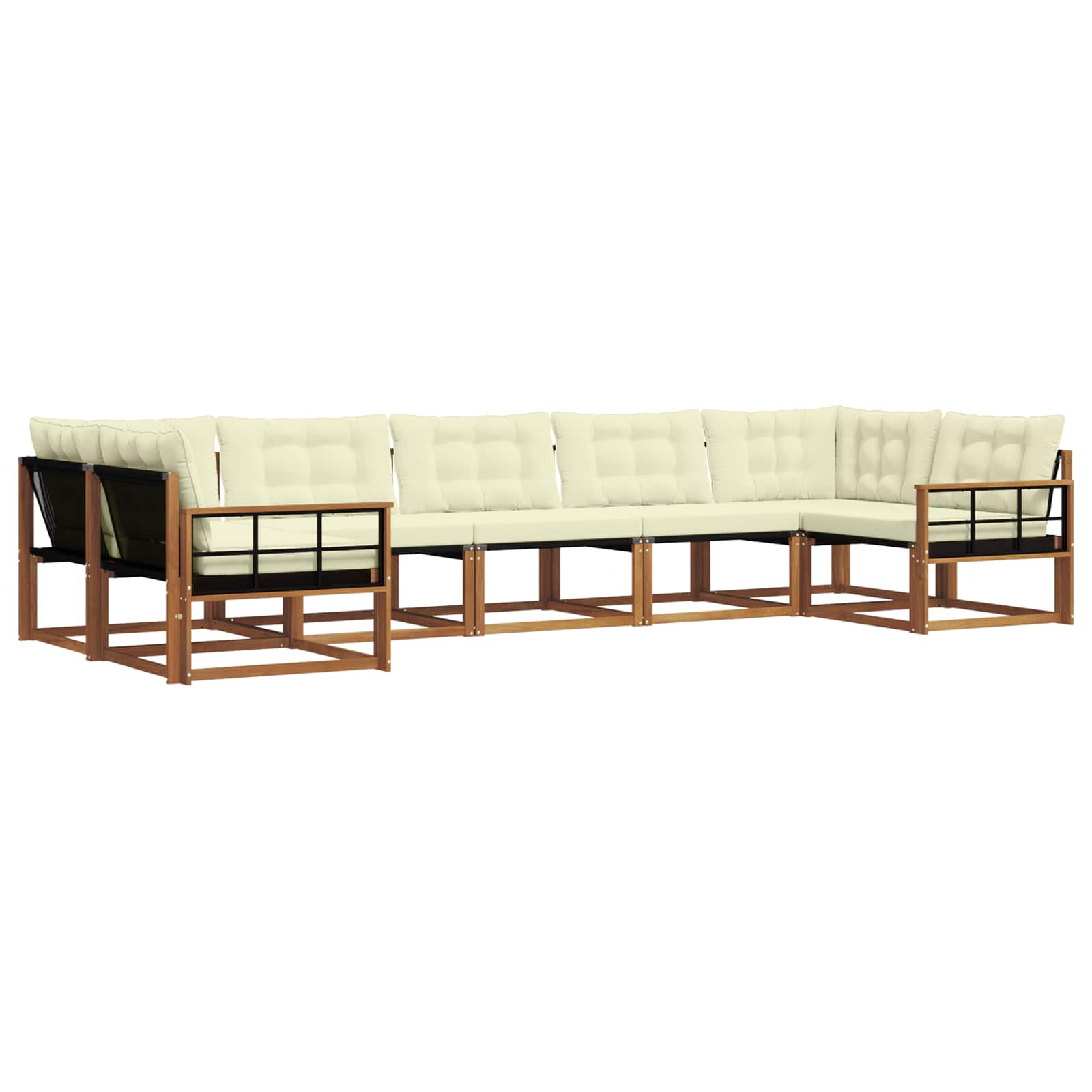 Outdoor-Sofagarnitur 7 stk. Natur und Creme