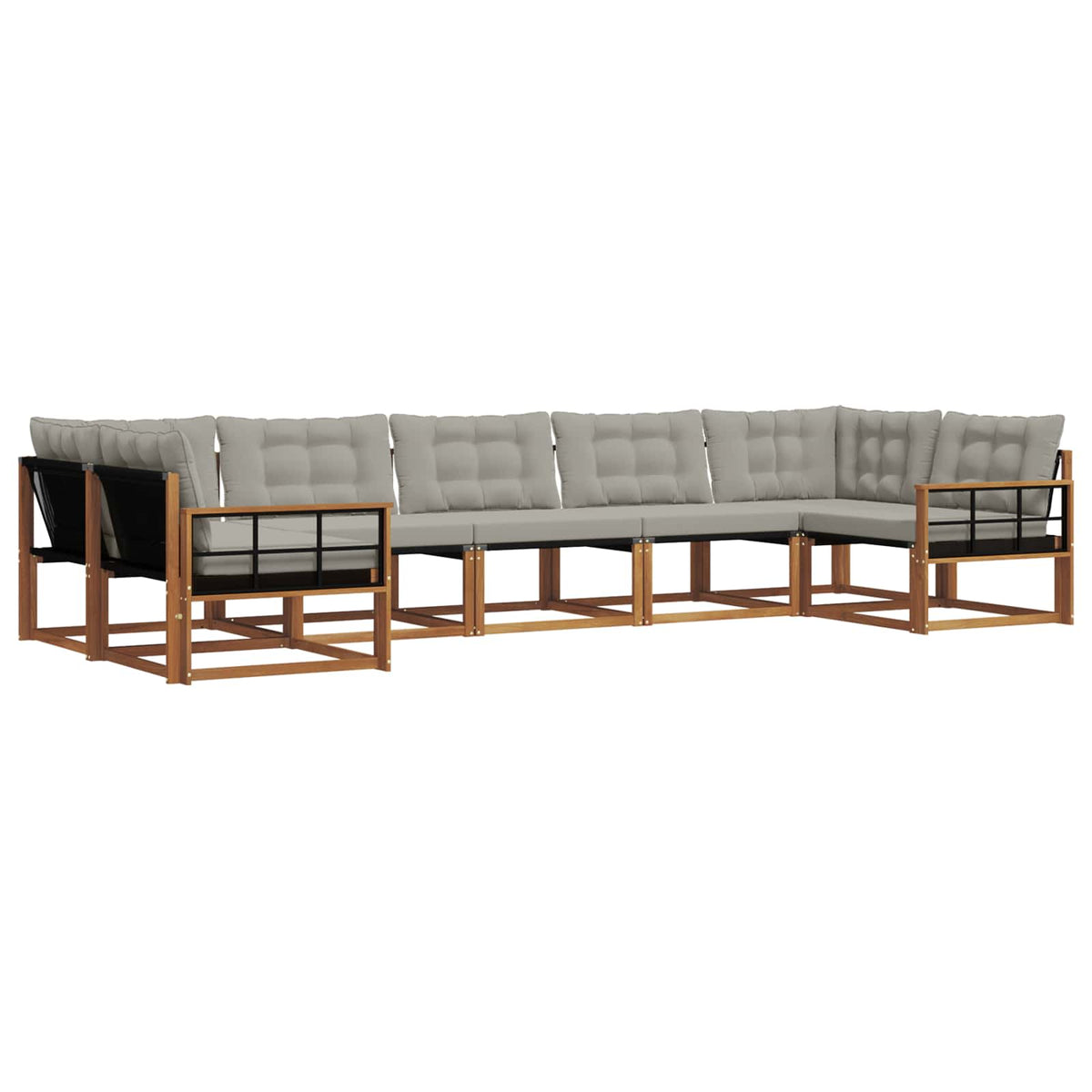 Outdoor-Sofagarnitur 7 stk. Natur und Hellgrau