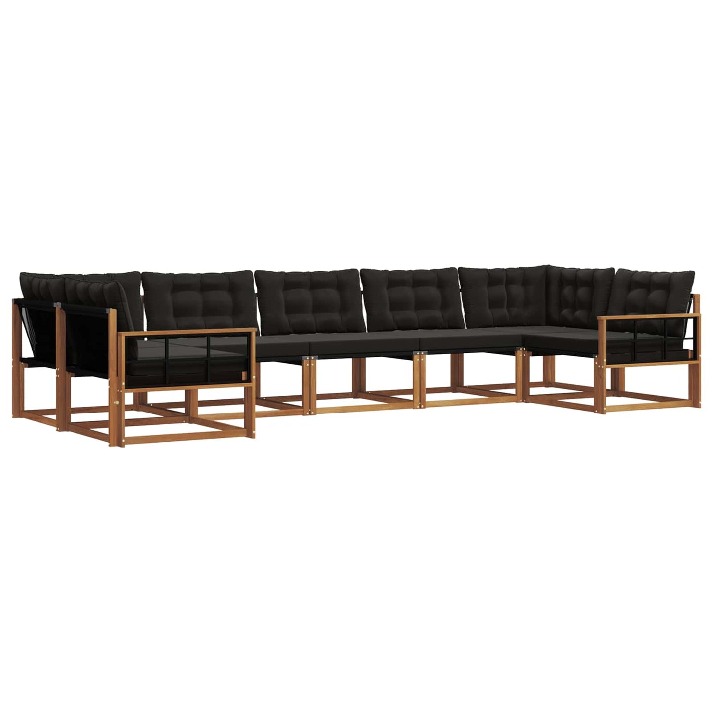 Outdoor-Sofagarnitur mit Kissen 7 pcs Natürlich und Schwarz