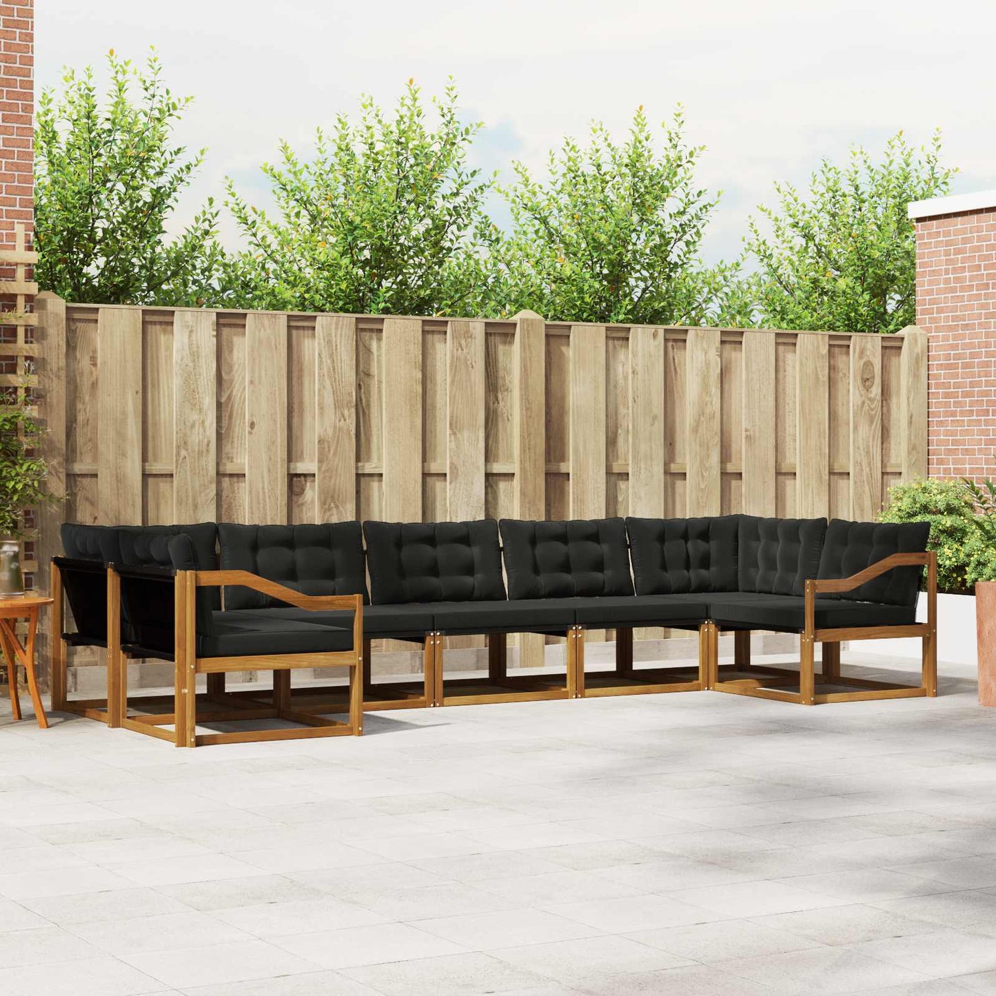 Outdoor-Sofagarnitur mit Kissen 7 pcs Natürlich und Schwarz