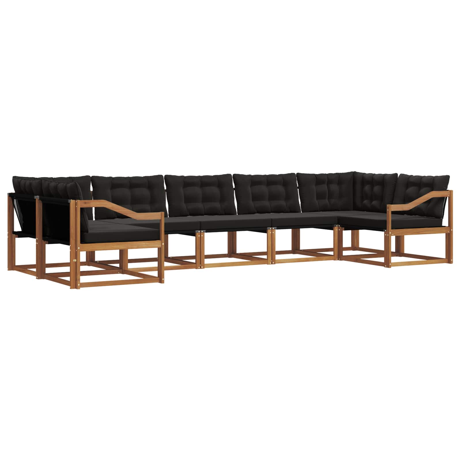 Outdoor-Sofagarnitur mit Kissen 7 pcs Natürlich und Schwarz
