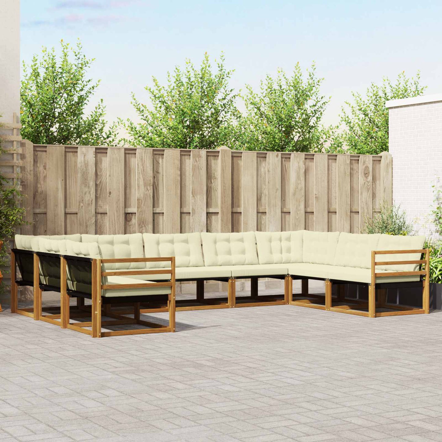 Outdoor-Sofagarnitur 9 stk. Natur und Creme