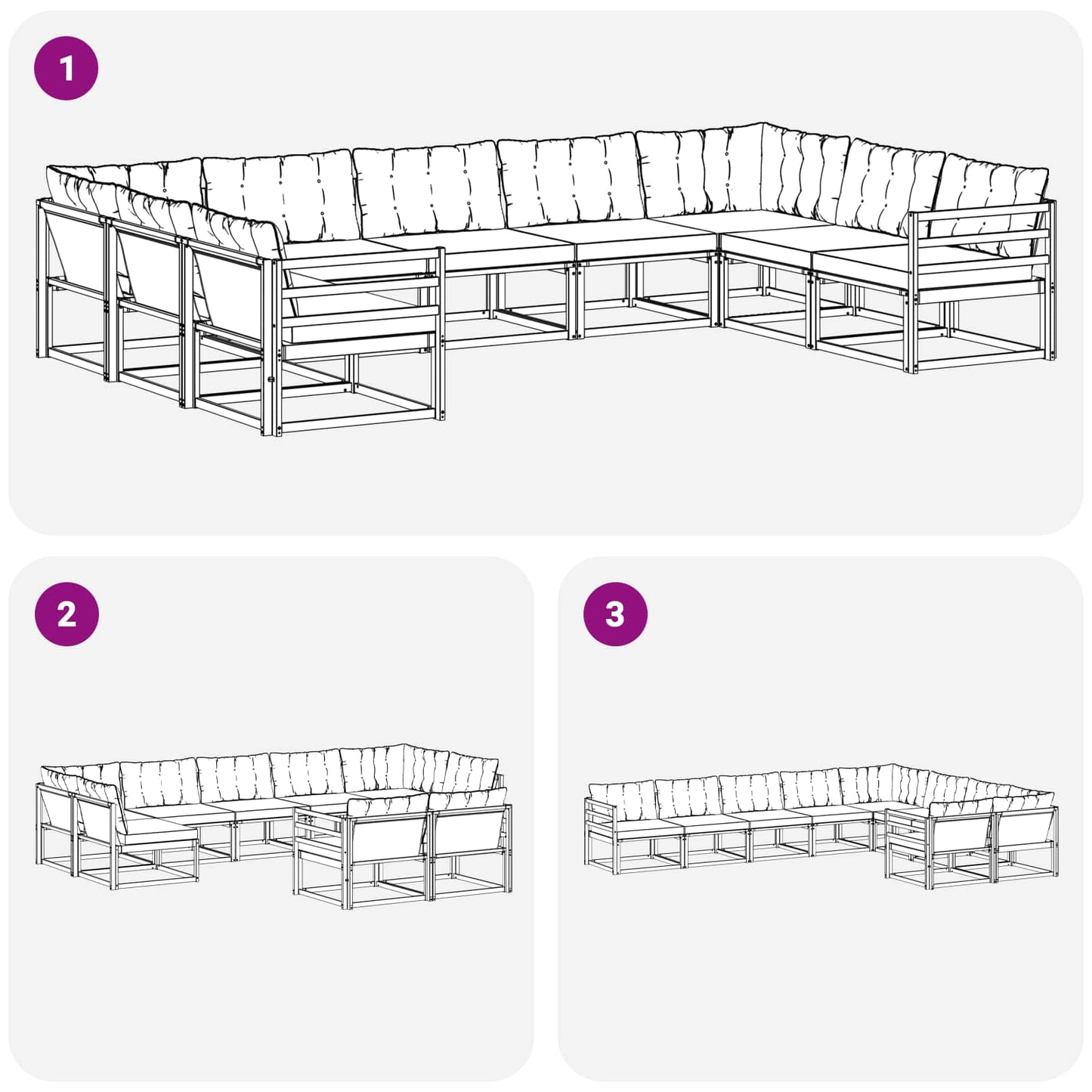 Outdoor-Sofagarnitur 9 stk. Natur und Creme