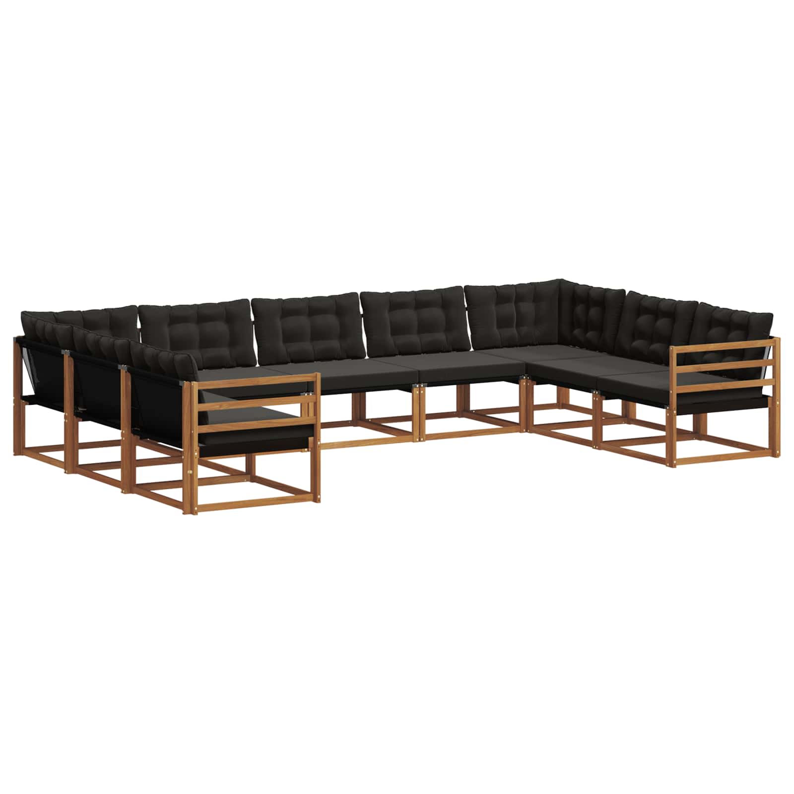 Outdoor-Sofagarnitur mit Kissen 9 pcs Natürlich und Schwarz