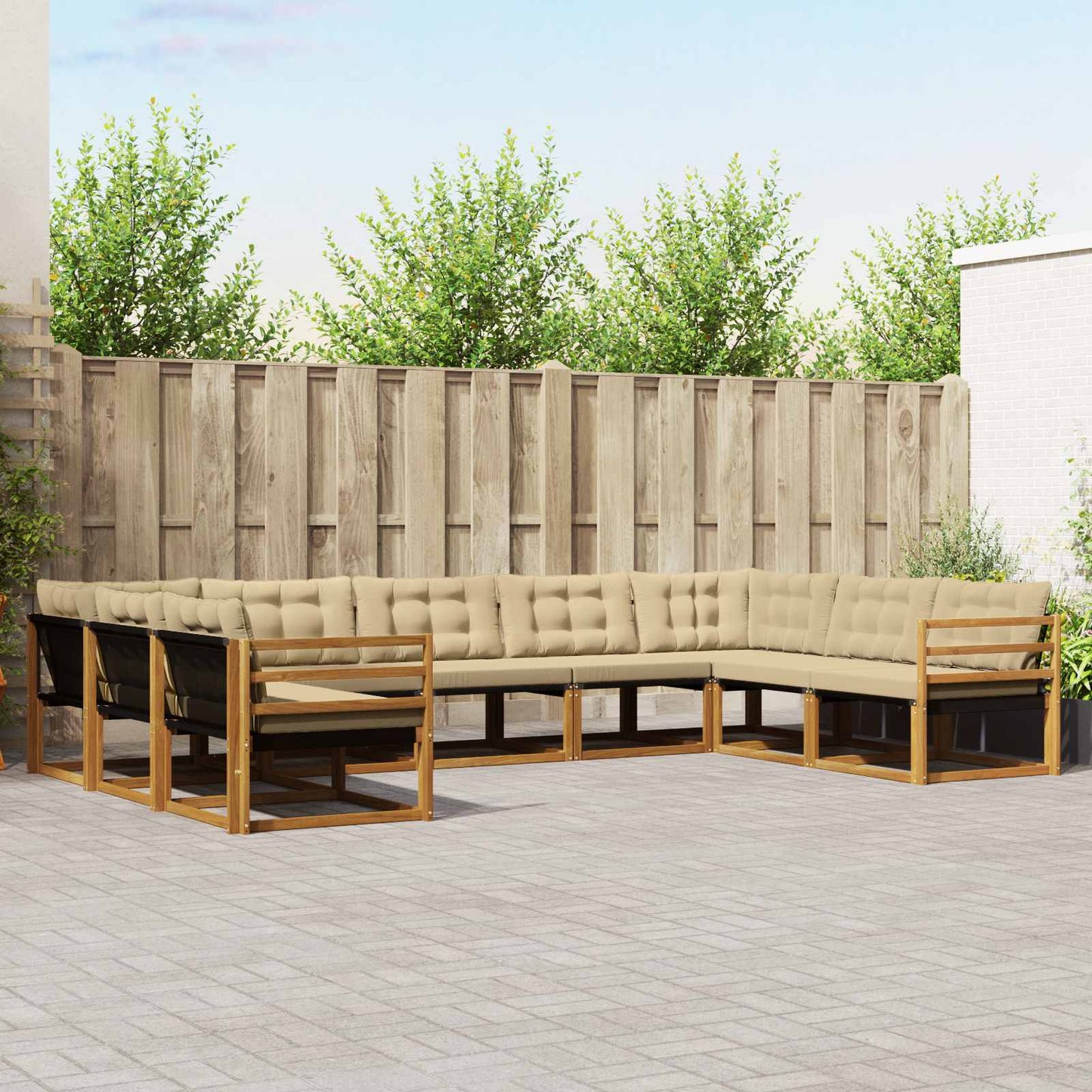 Outdoor-Sofagarnitur 9 stk. Natur und Beige