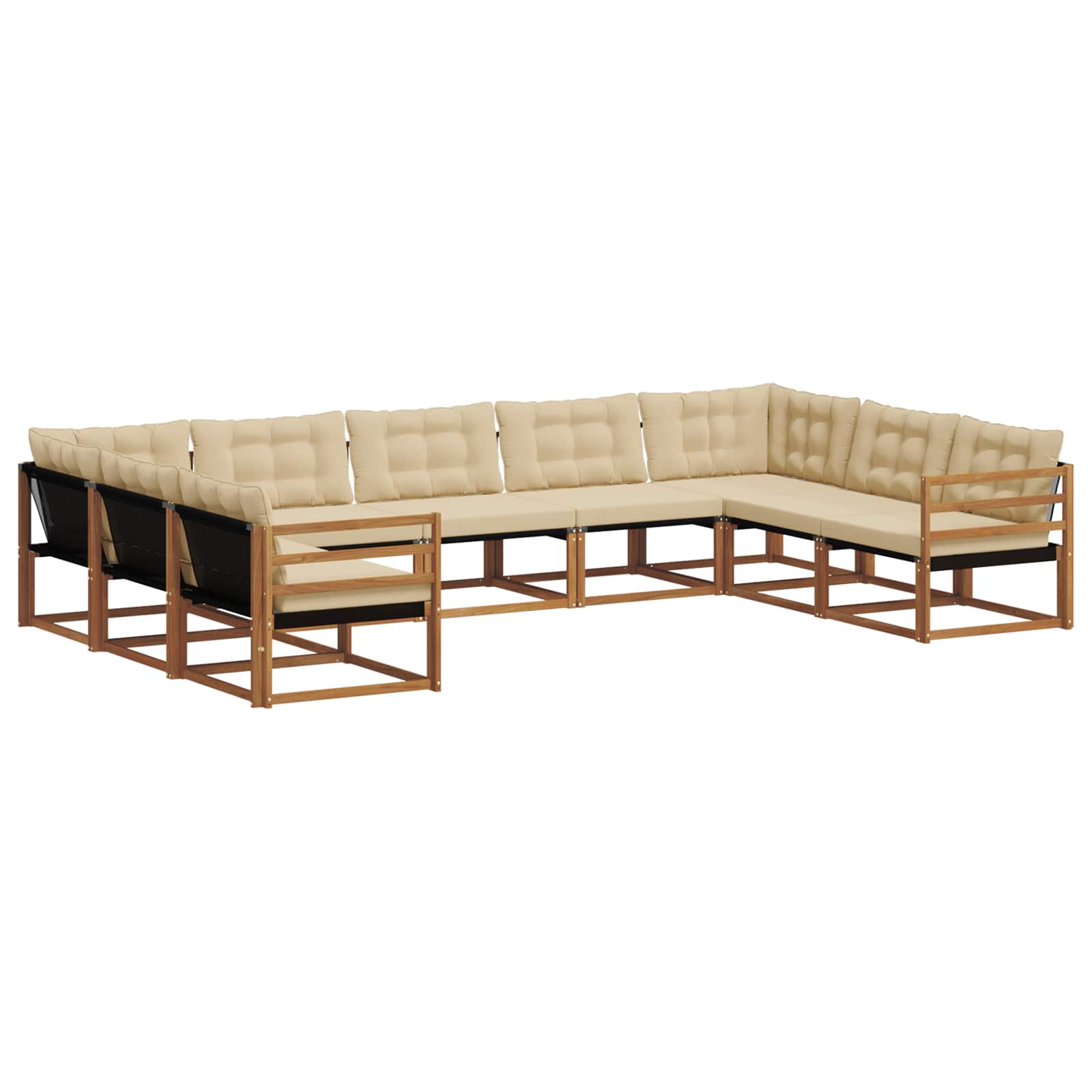 Outdoor-Sofagarnitur 9 stk. Natur und Beige