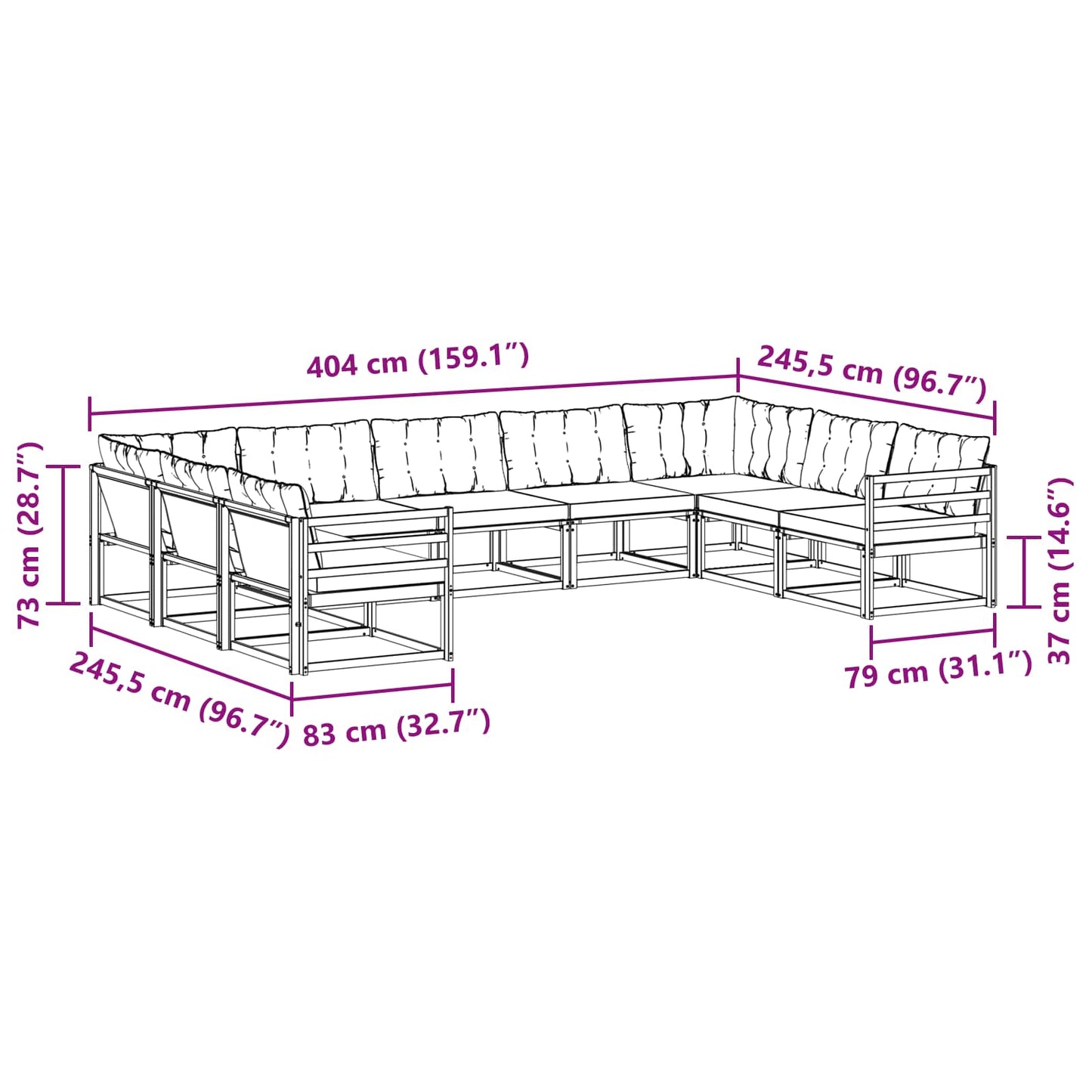 Outdoor-Sofagarnitur 9 stk. Natur und Beige