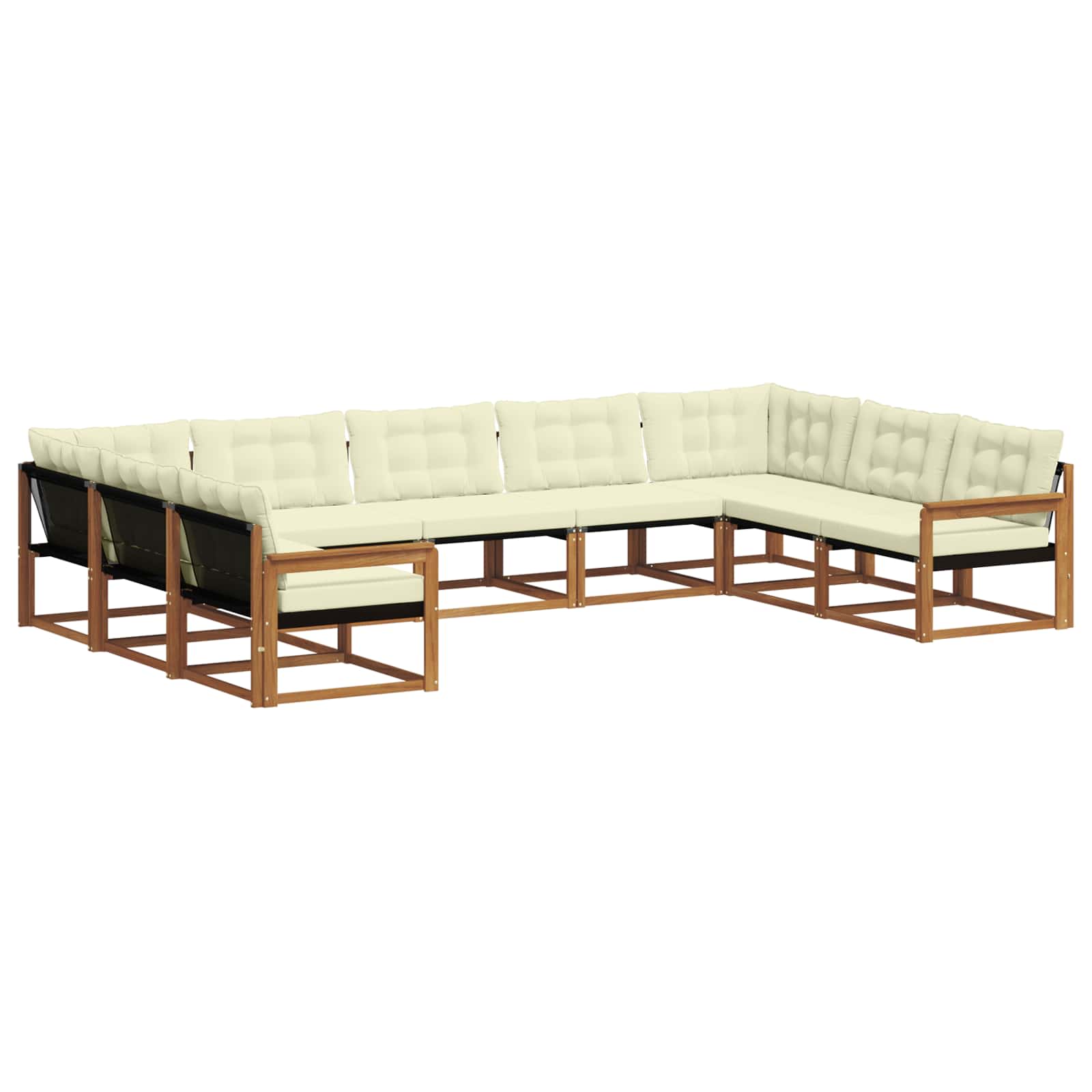 Outdoor-Sofagarnitur mit Kissen 9 pcs Natur und Creme