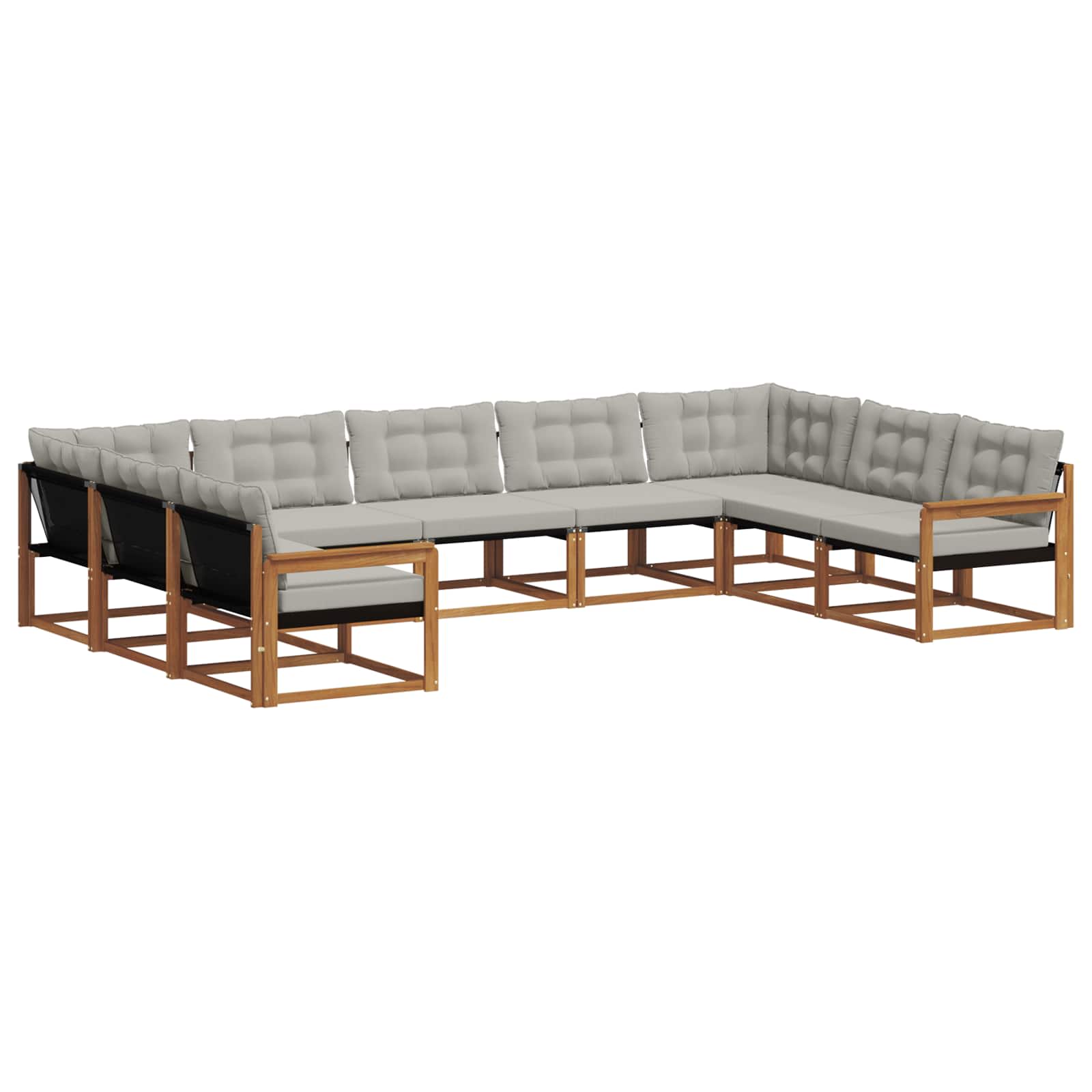 Outdoor-Sofagarnitur mit Kissen 9 pcs Natürlich und Hellgrau