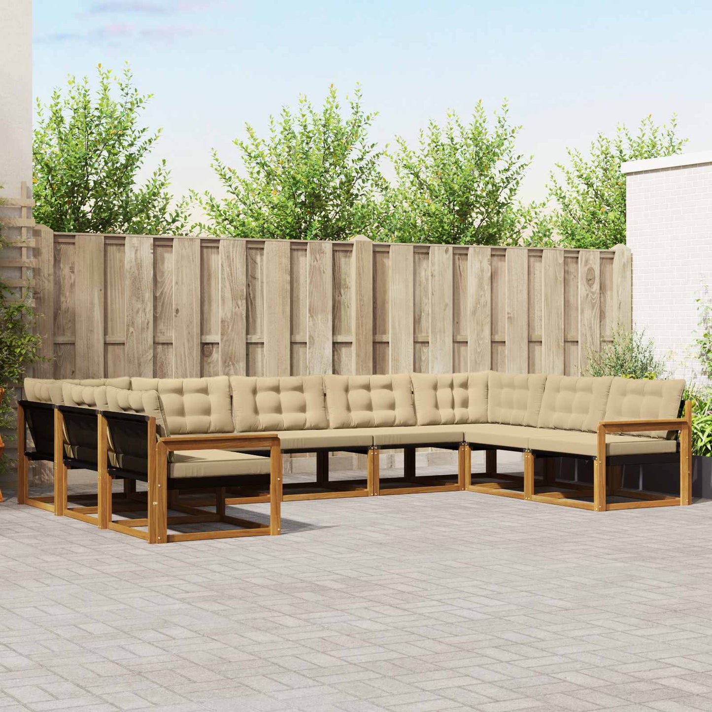 Outdoor-Sofagarnitur 9 stk. Natur und Beige