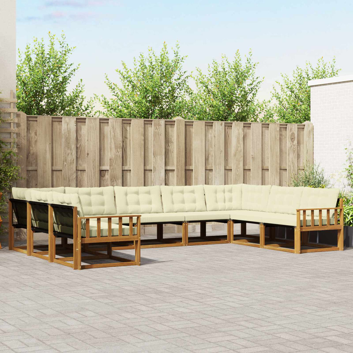 Outdoor-Sofagarnitur 9 stk. Natur und Creme