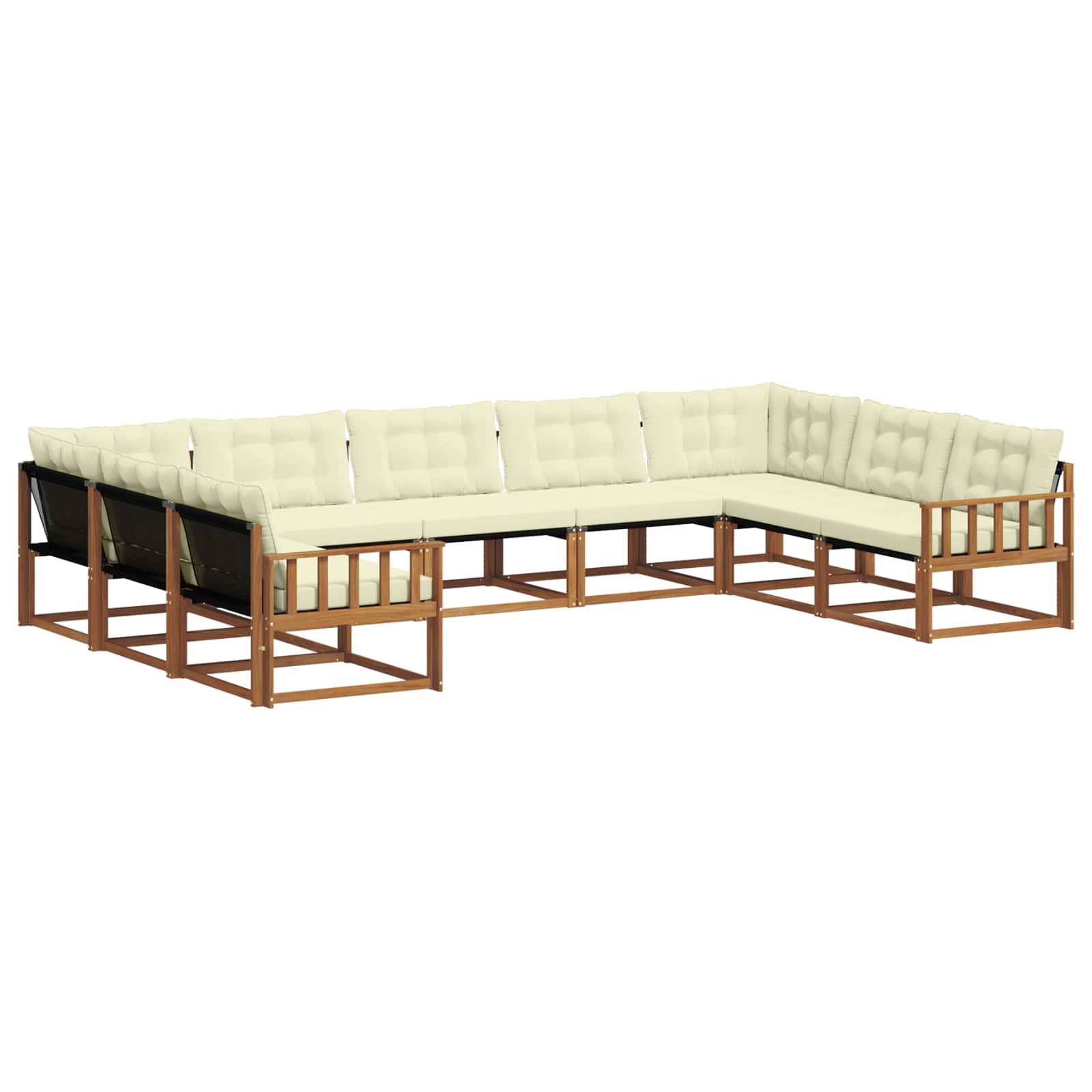 Outdoor-Sofagarnitur mit Kissen 9 pcs Natur und Creme
