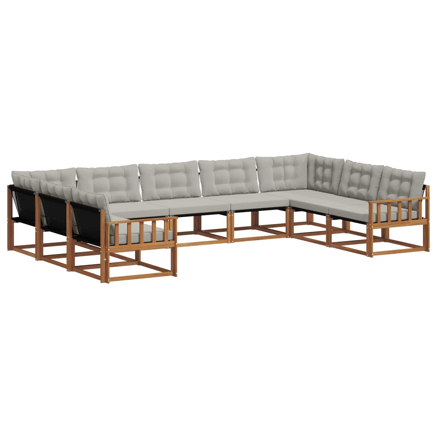Outdoor-Sofagarnitur mit Kissen 9 pcs Natürlich und Hellgrau