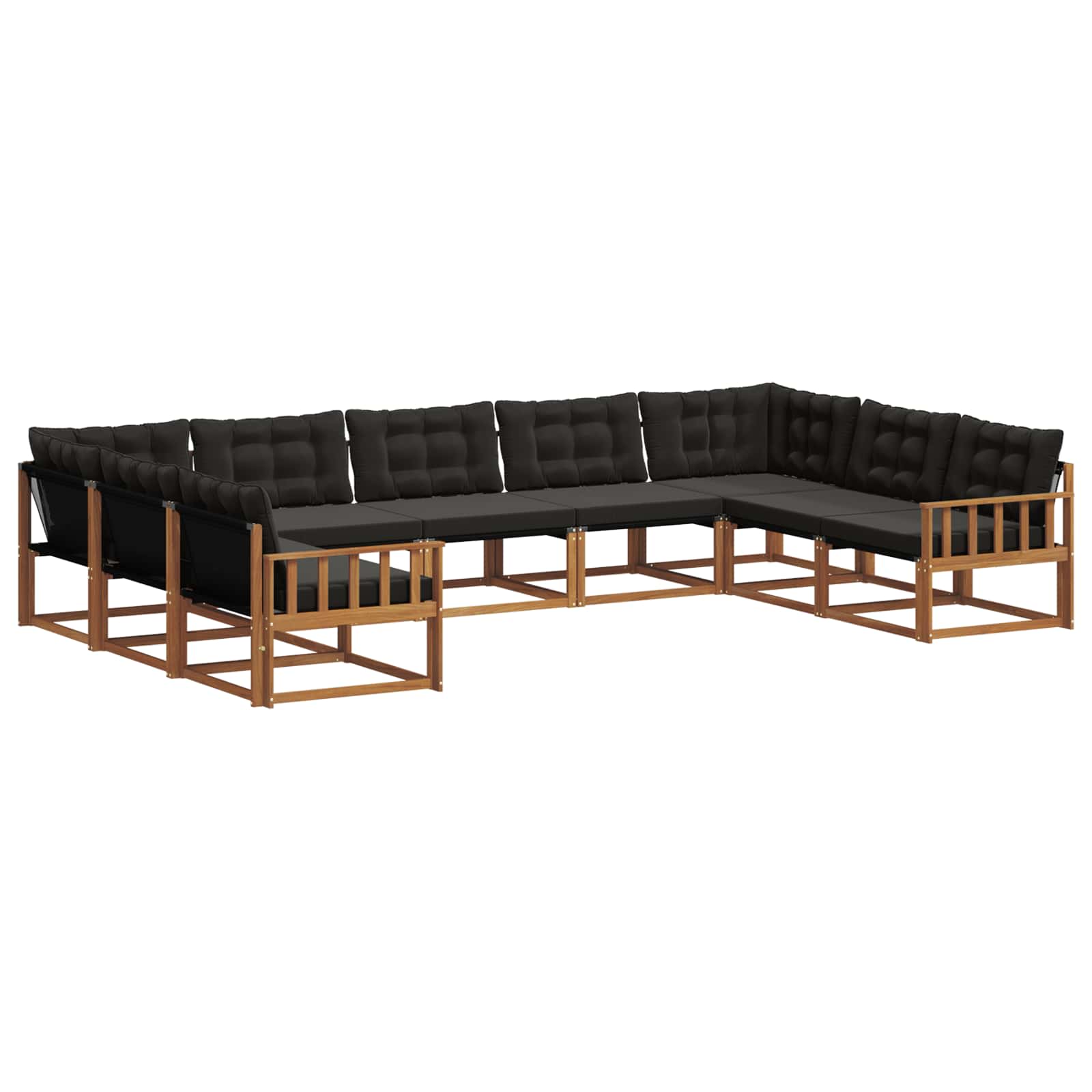 Outdoor-Sofagarnitur mit Kissen 9 pcs Natürlich und Schwarz
