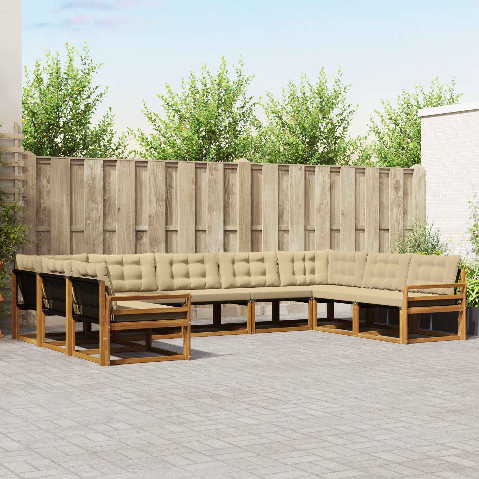 Outdoor-Sofagarnitur 9 stk. Natur und Beige