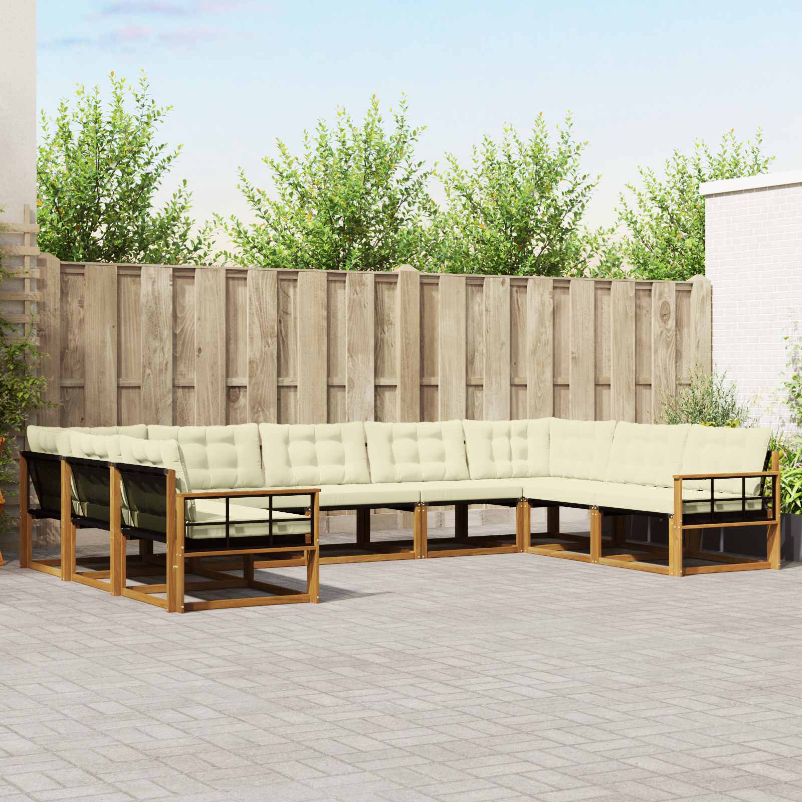 Outdoor-Sofagarnitur 9 stk. Natur und Creme