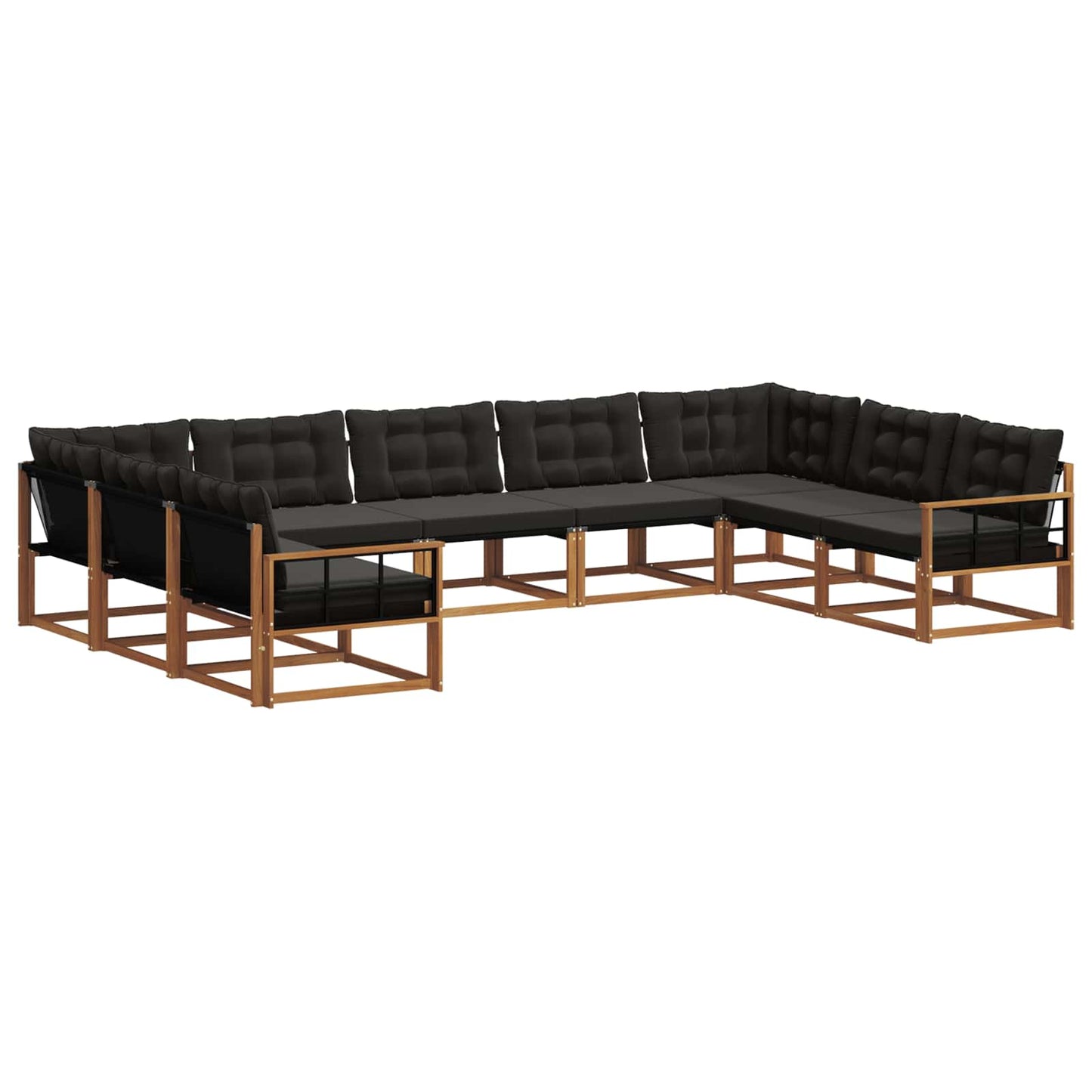 Outdoor-Sofagarnitur mit Kissen 9 pcs Natürlich und Schwarz