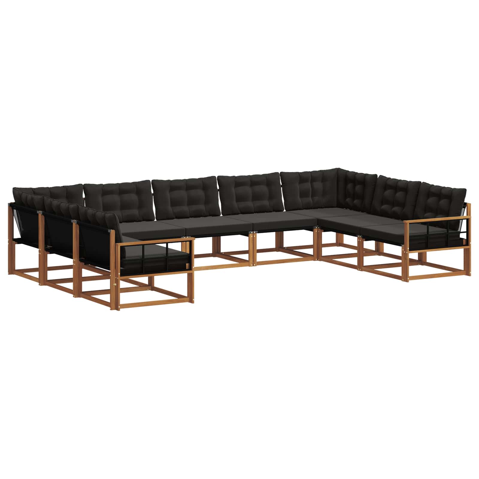 Outdoor-Sofagarnitur mit Kissen 9 pcs Natürlich und Schwarz