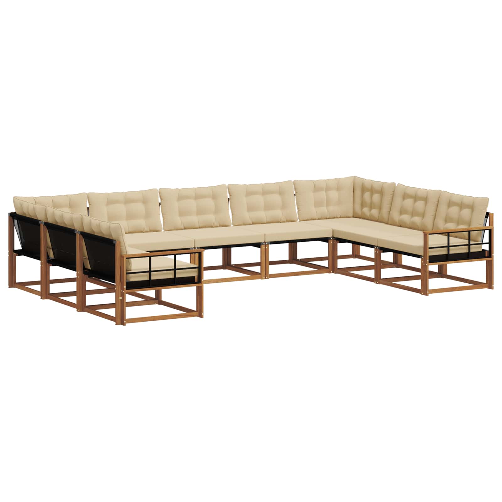 Outdoor-Sofagarnitur 9 stk. Natur und Beige