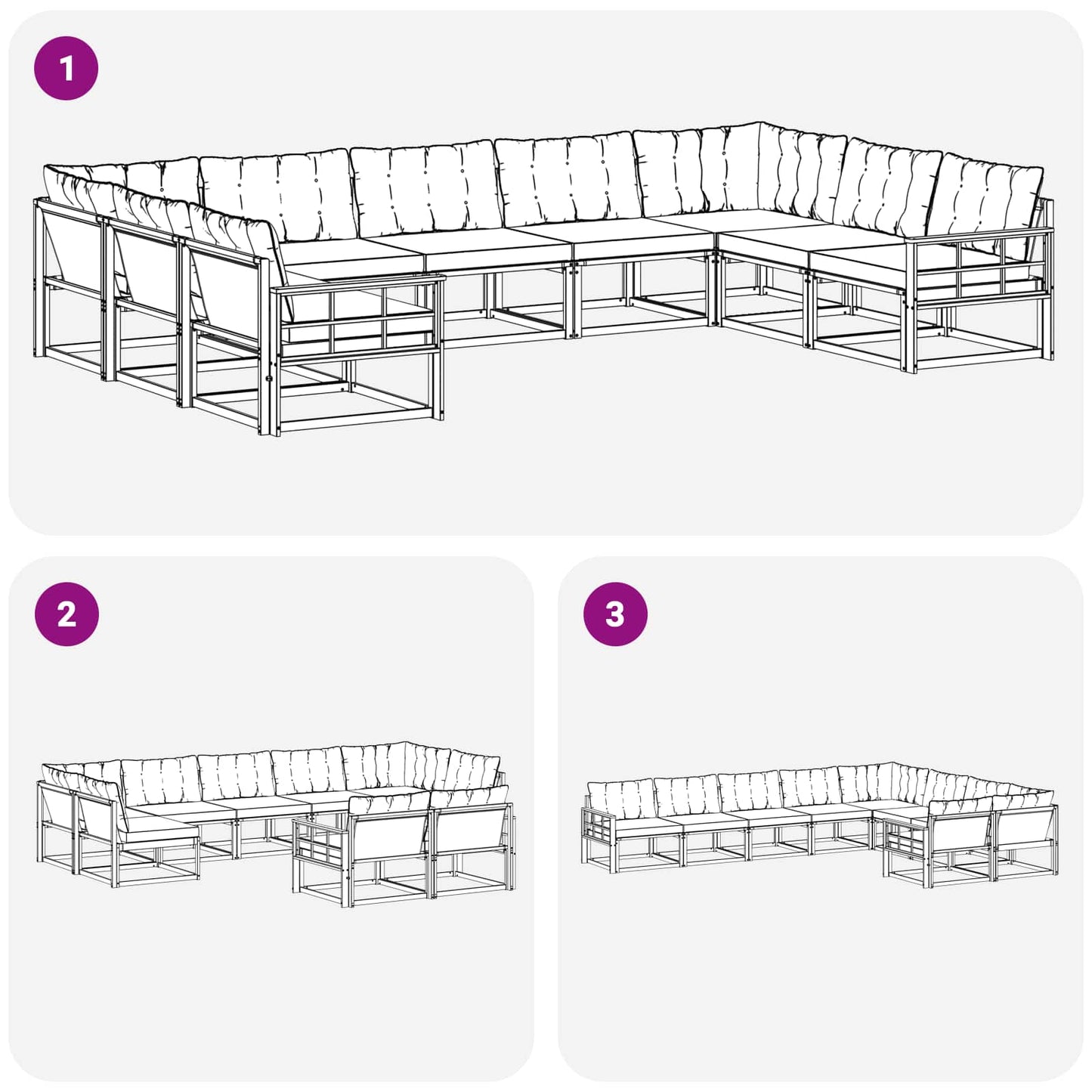 Outdoor-Sofagarnitur 9 stk. Natur und Beige