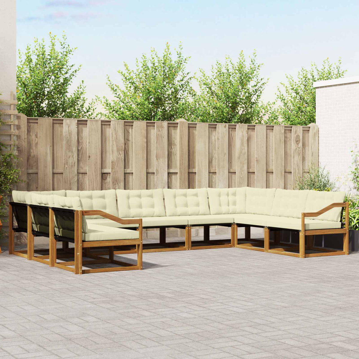Outdoor-Sofagarnitur 9 stk. Natur und Creme