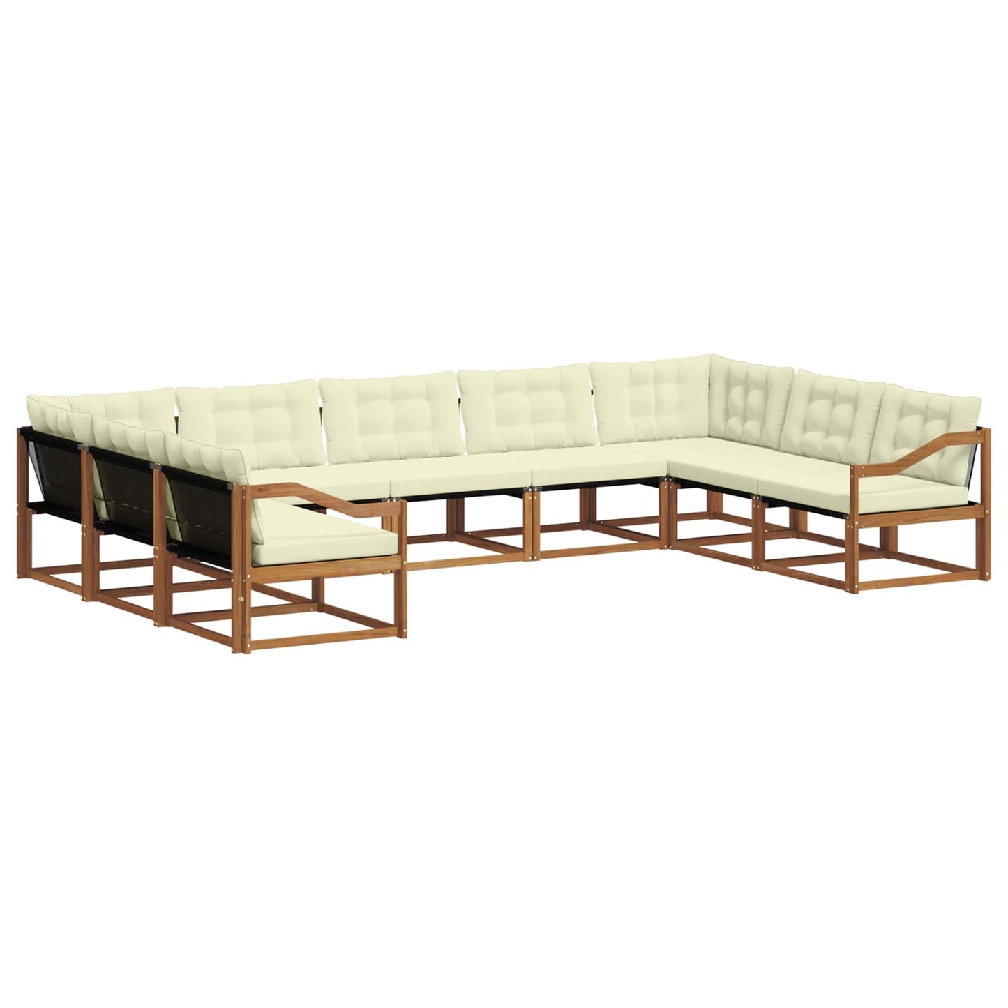 Outdoor-Sofagarnitur mit Kissen 9 pcs Natur und Creme
