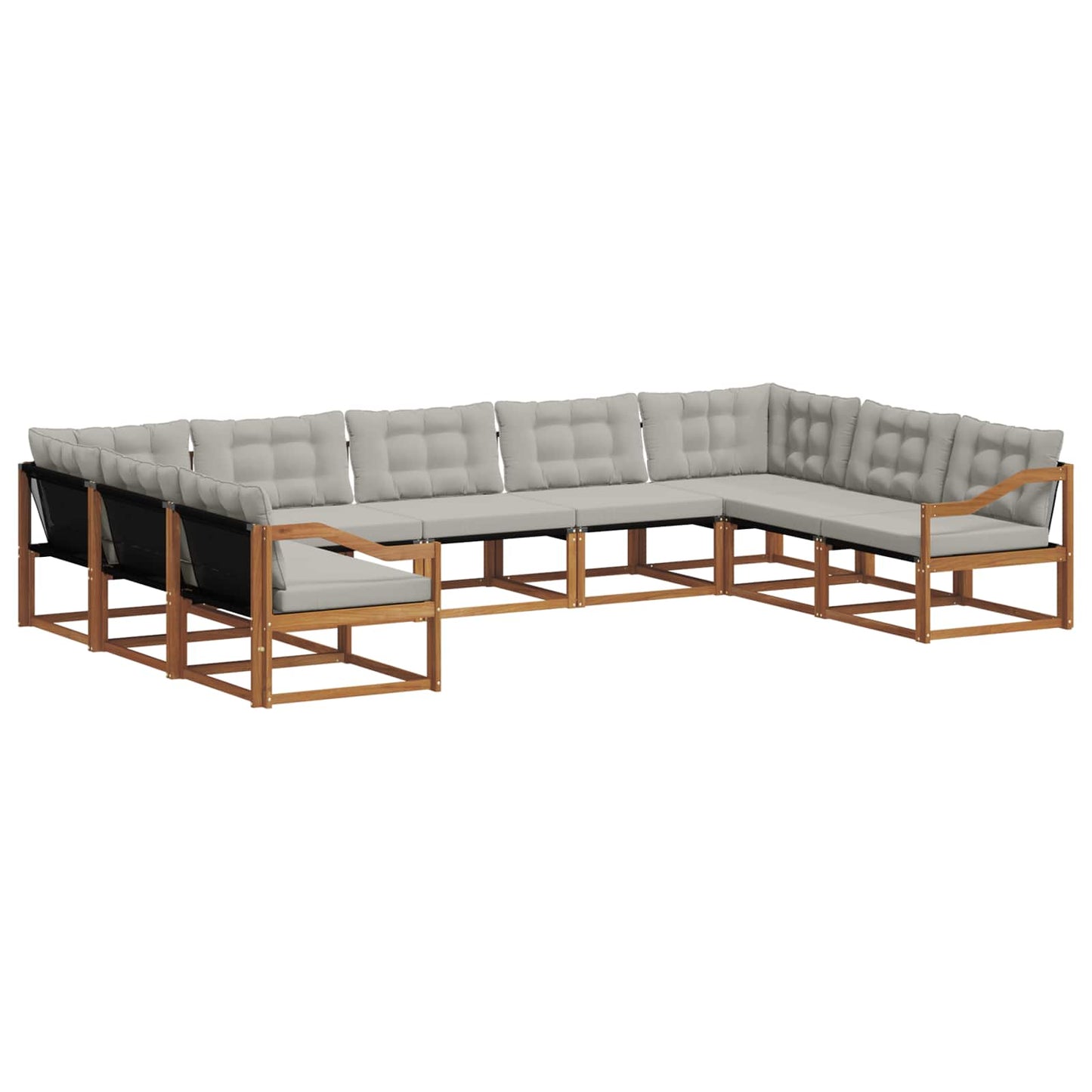 Outdoor-Sofagarnitur mit Kissen 9 pcs Natürlich und Hellgrau