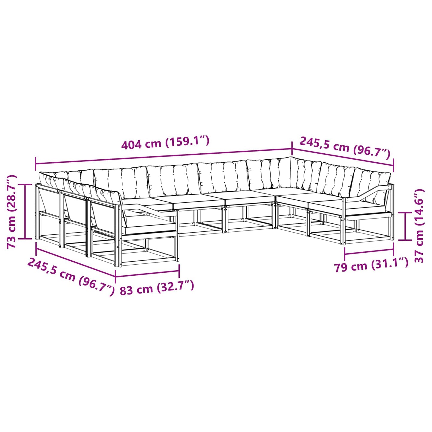 Outdoor-Sofagarnitur 9 stk. Natur und Beige