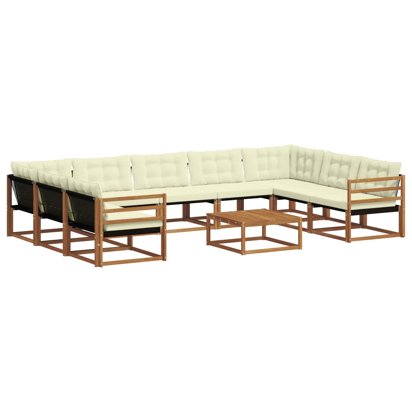 Outdoor-Sofagarnitur mit Kissen 10 pcs Natur und Creme