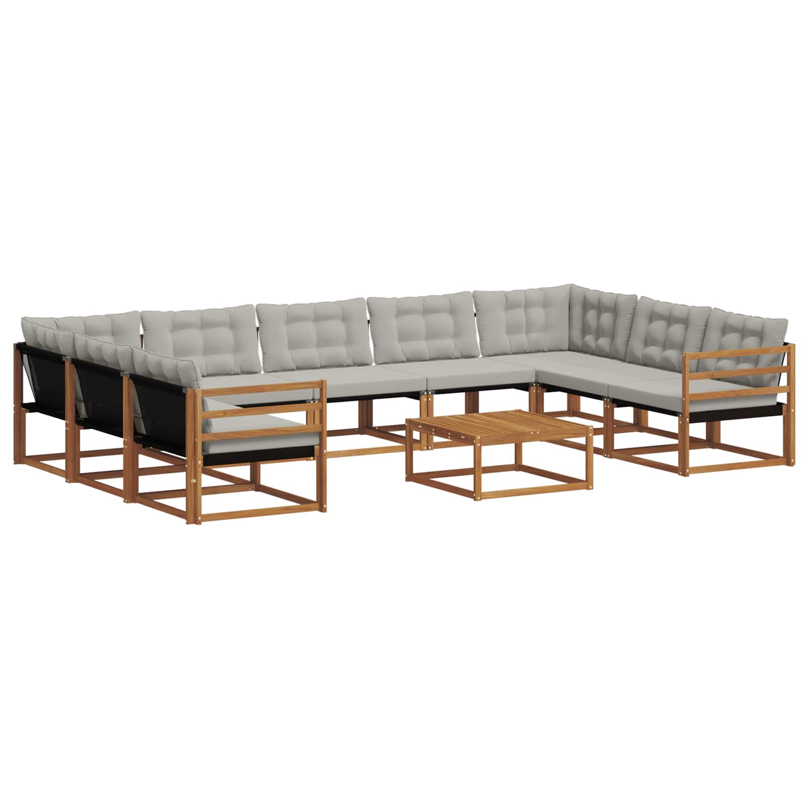 Outdoor-Sofagarnitur mit Kissen 10 pcs Natürlich und Hellgrau