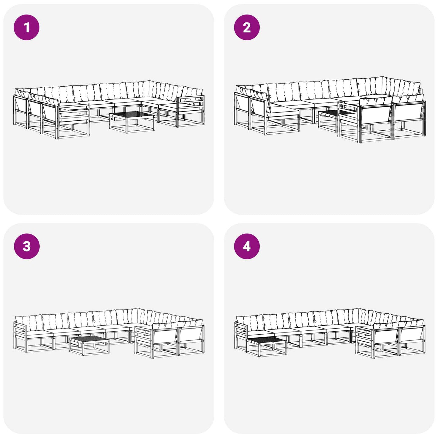 Outdoor-Sofagarnitur mit Kissen 10 pcs Natürlich und Hellgrau