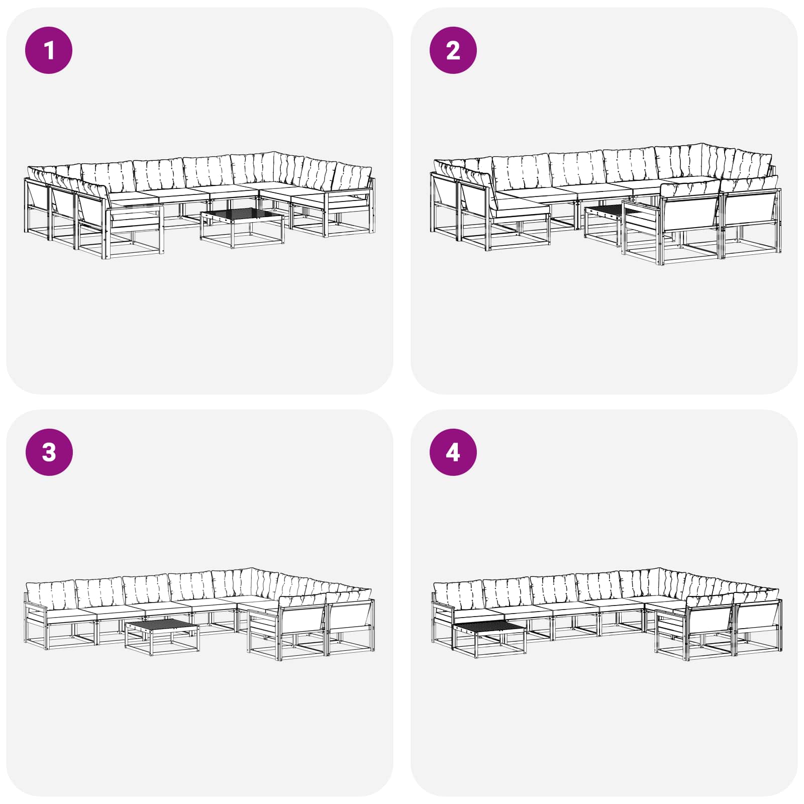 Outdoor-Sofagarnitur mit Kissen 10 pcs Natürlich und Hellgrau