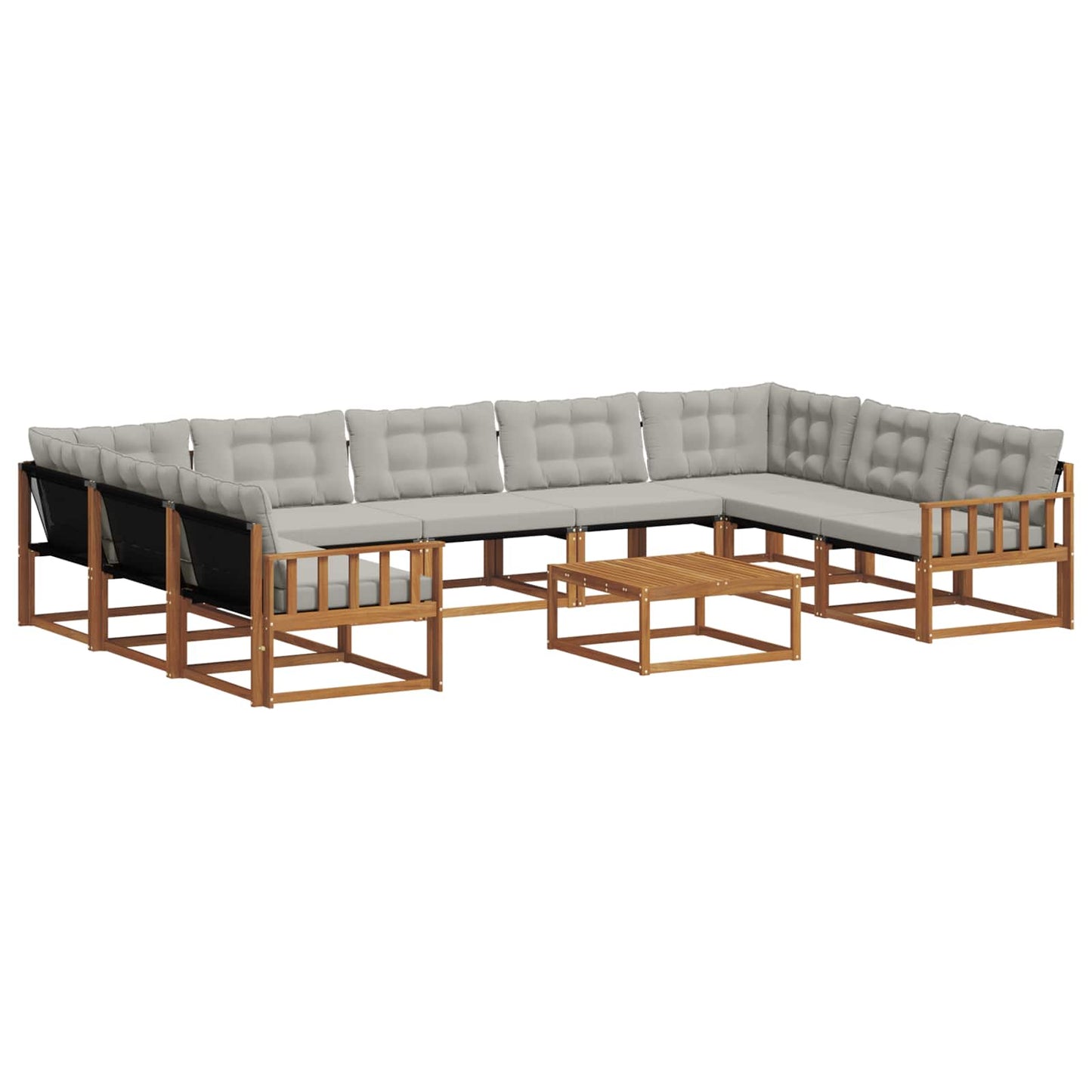 Outdoor-Sofagarnitur mit Kissen 10 pcs Natürlich und Hellgrau