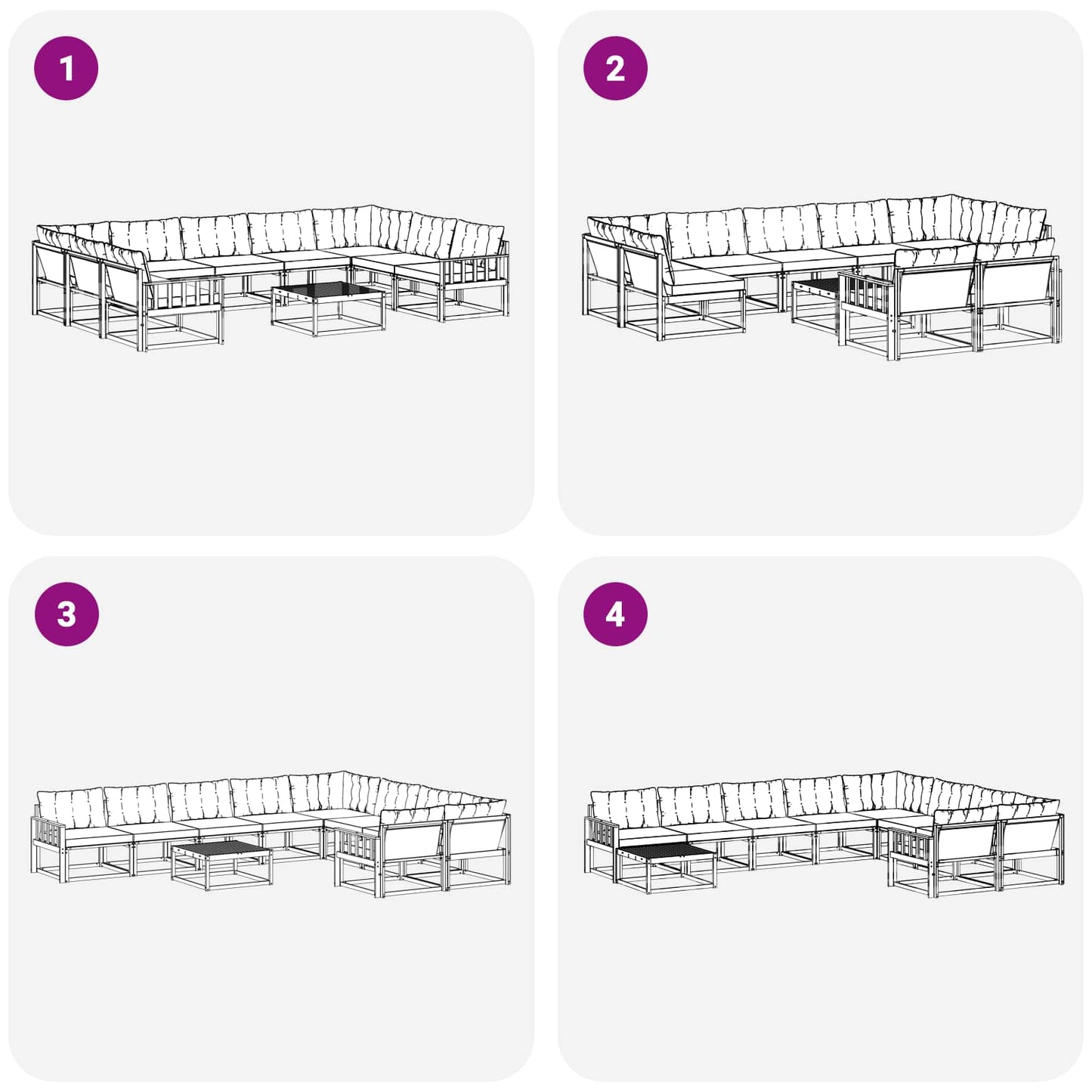 Outdoor-Sofagarnitur mit Kissen 10 pcs Natürlich und Hellgrau