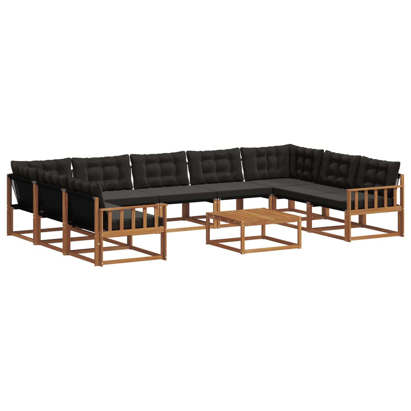 Outdoor-Sofagarnitur mit Kissen 10 pcs Natürlich und Schwarz