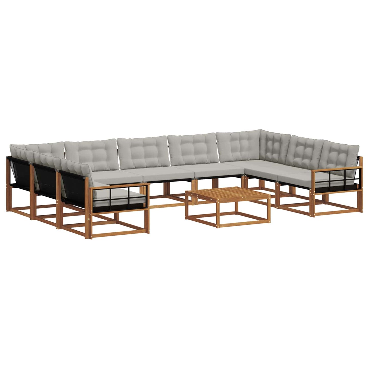 Outdoor-Sofagarnitur mit Kissen 10 pcs Natürlich und Hellgrau