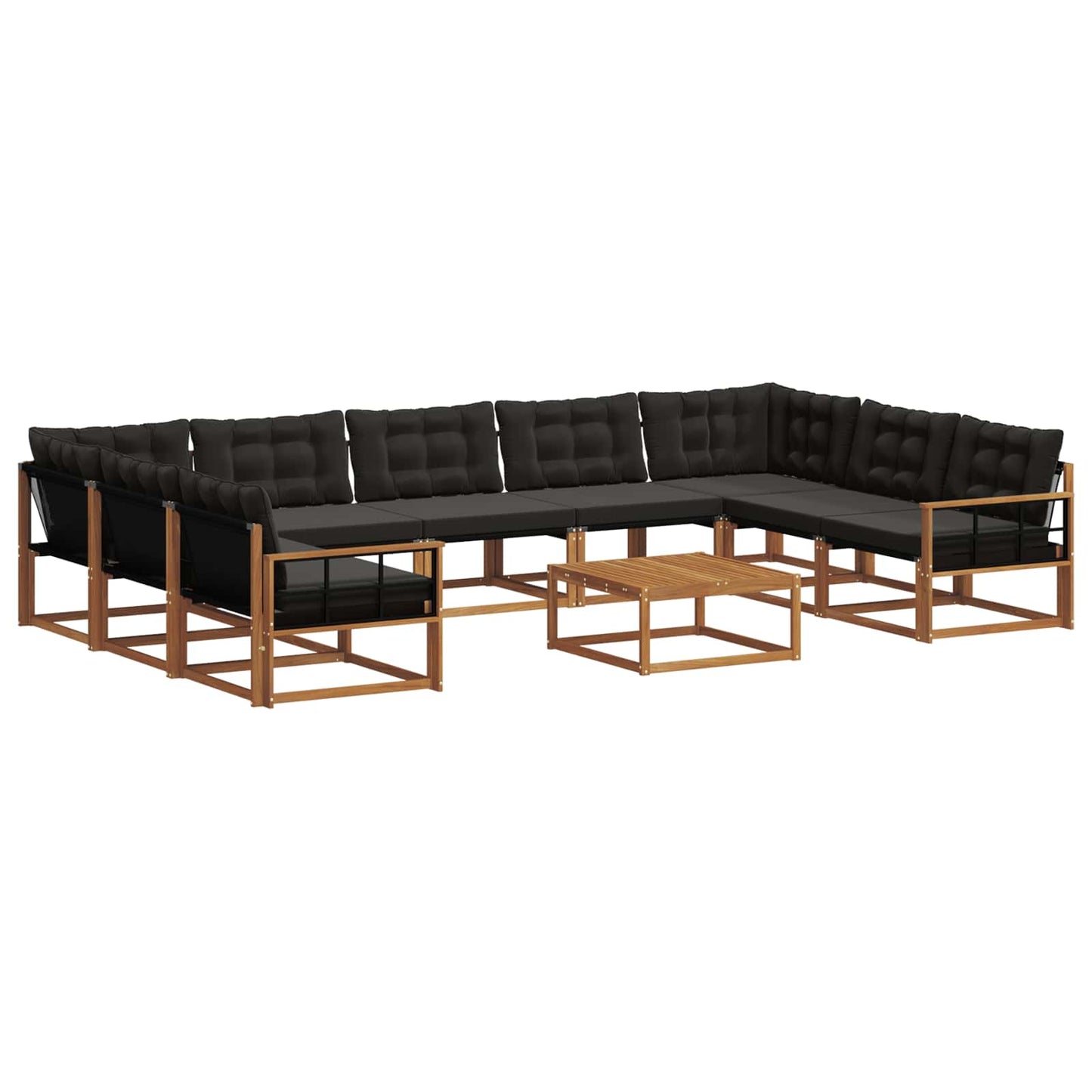 Outdoor-Sofagarnitur mit Kissen 10 pcs Natürlich und Schwarz